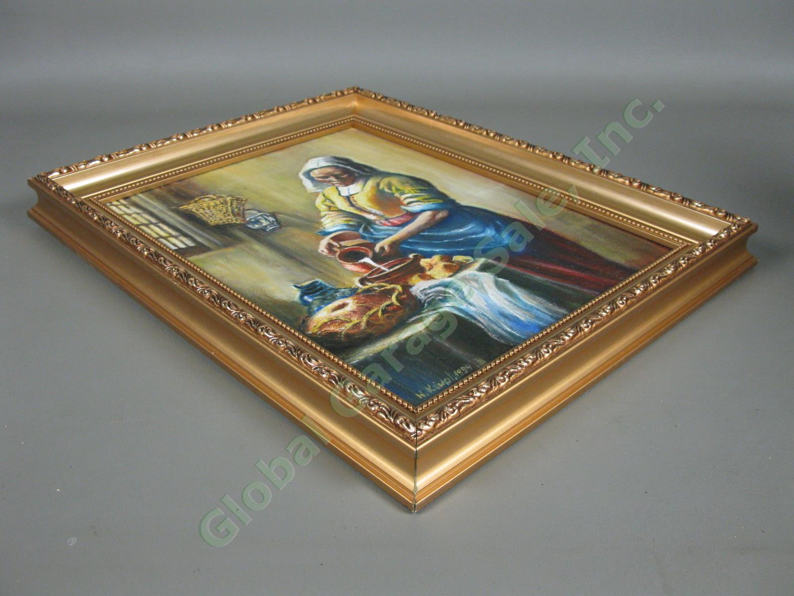 7 W Kowal Signed Vintage Original Polish Oil Paintings Lot After Vermeer + NR! 17