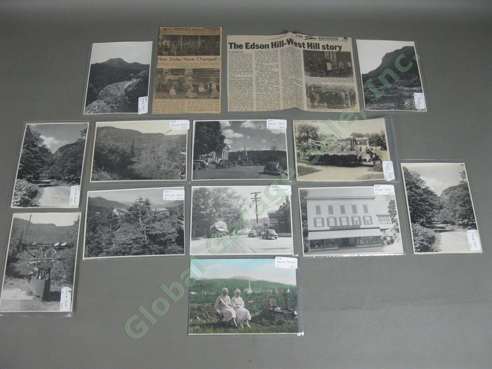12 Antique 1940s Stowe Vermont Photo LOT Mountain Chair Lift Main St Cars People