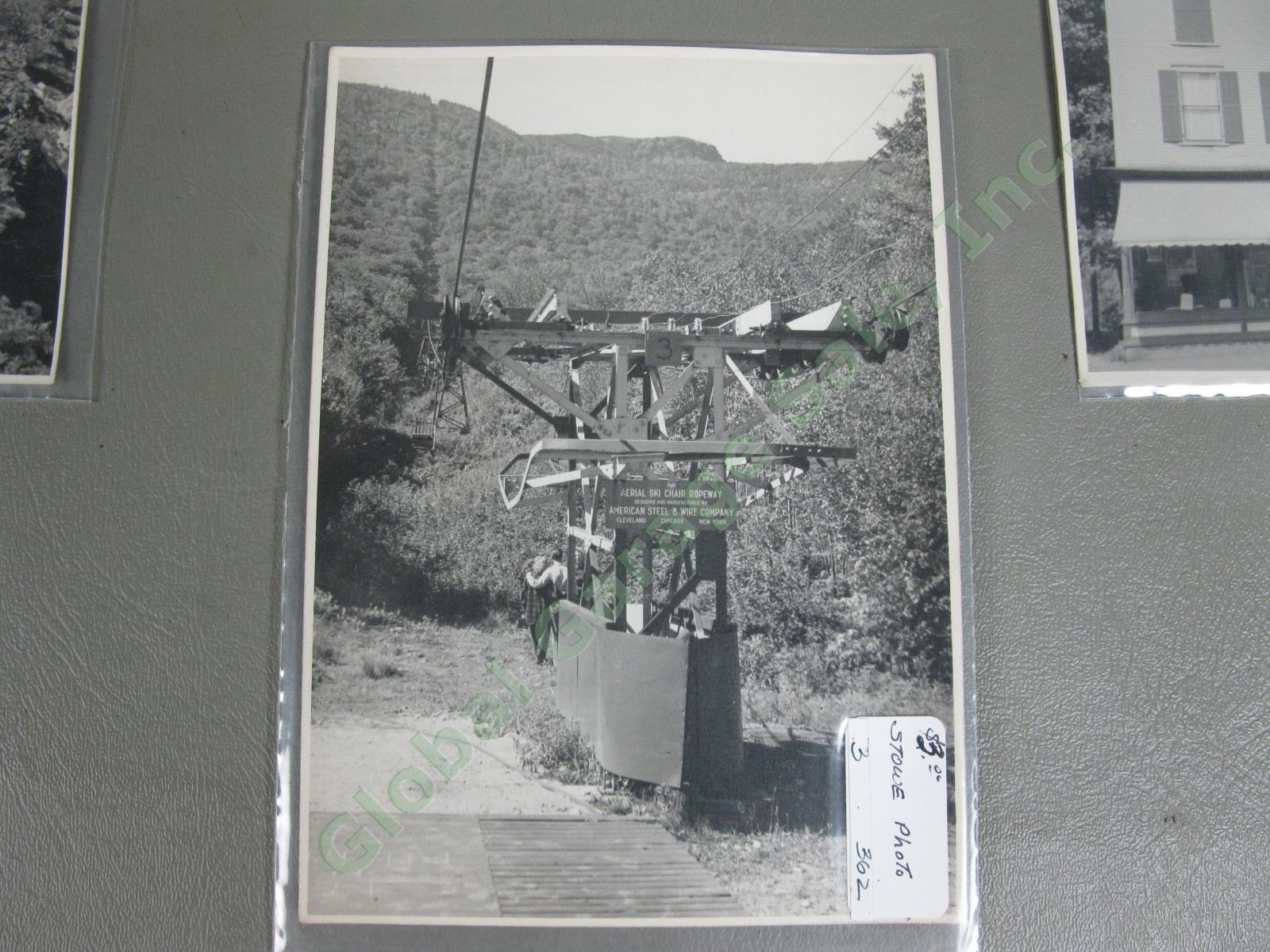 12 Antique 1940s Stowe Vermont Photo LOT Mountain Chair Lift Main St Cars People 6
