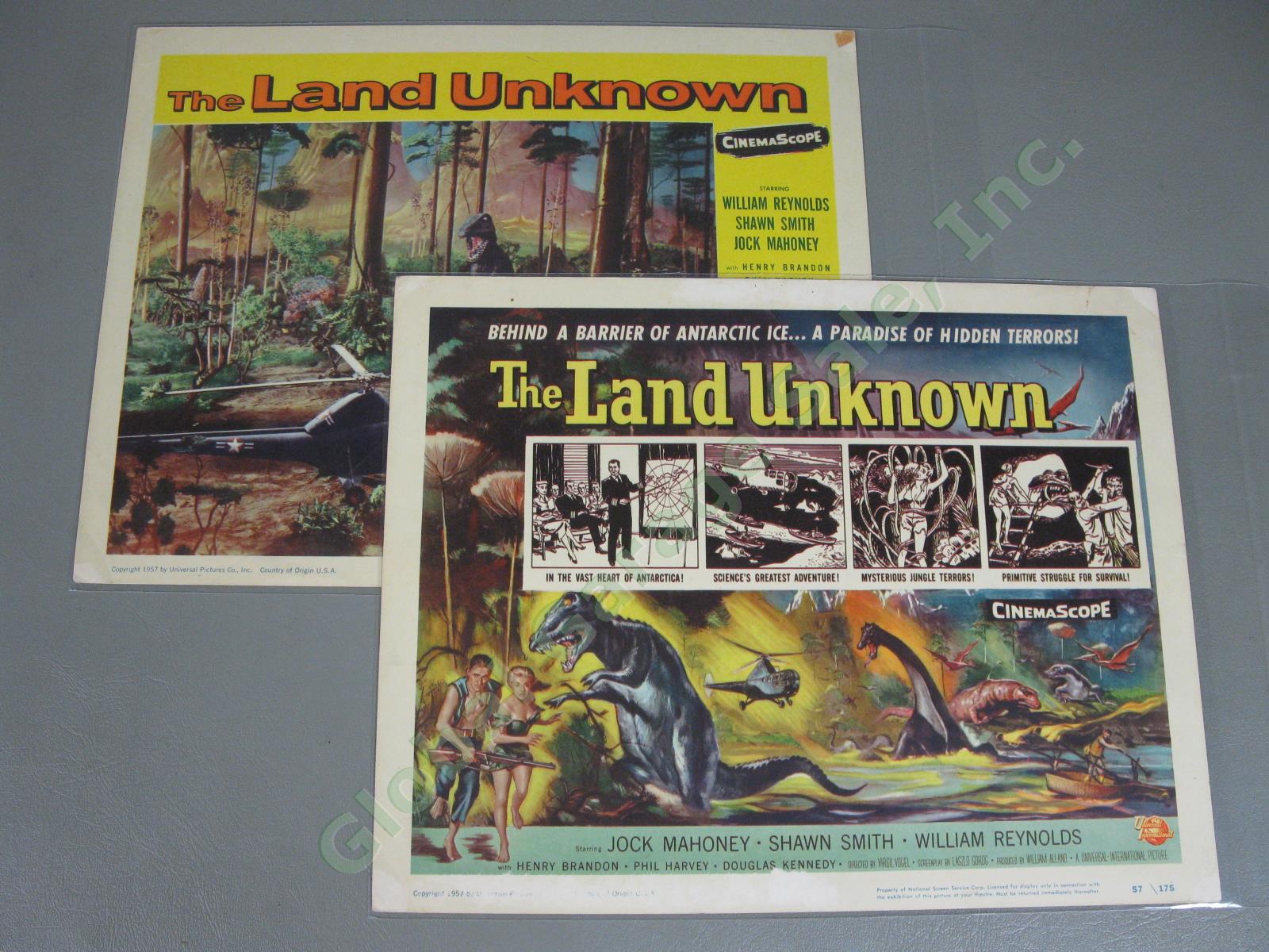 2 Original 1957 The Land Unknown Lobby Title Cards Fantasy Sci-Fi 11"x14" Poster
