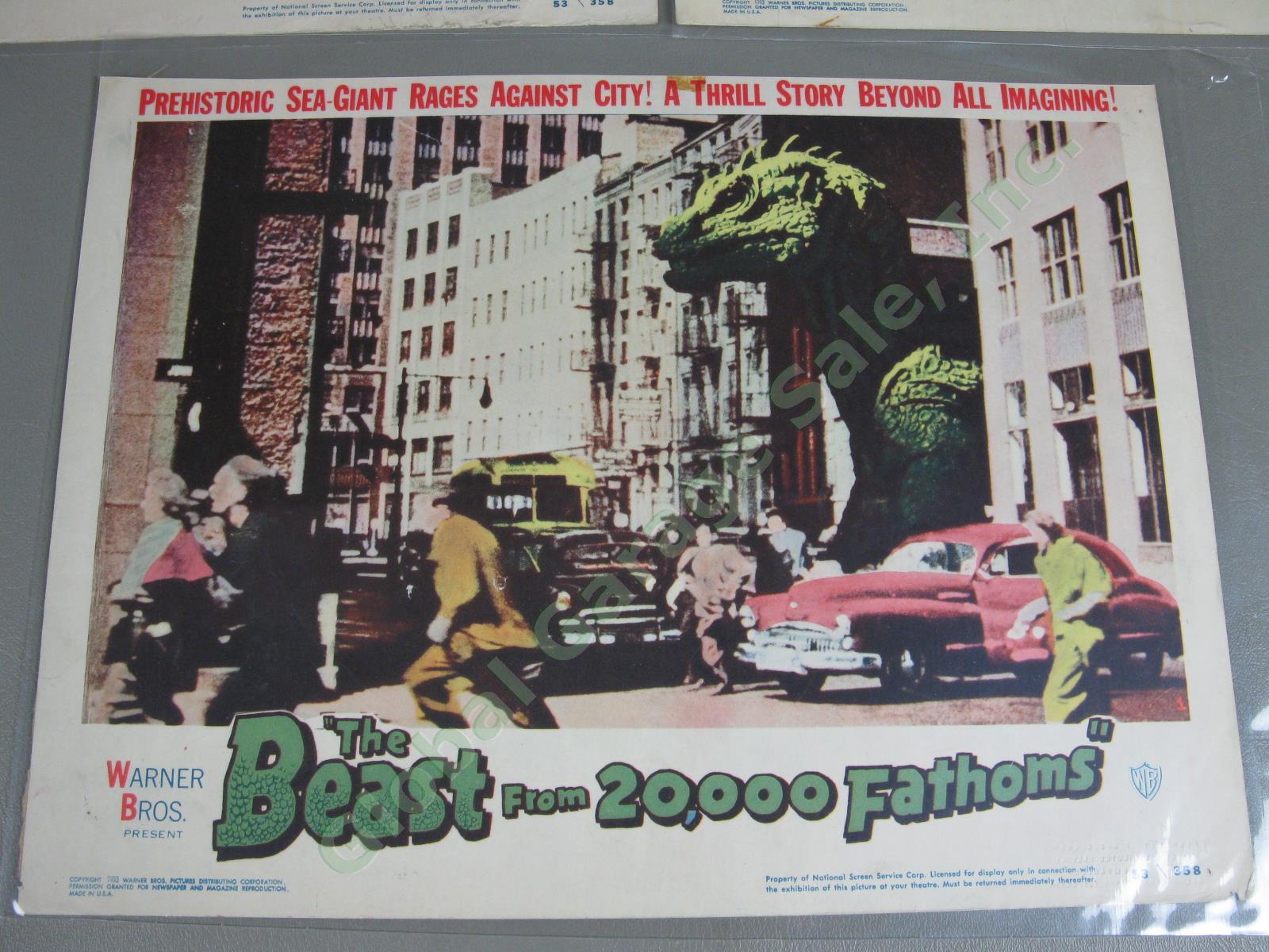 3 Original 1953 Beast from 20,000 Fathoms Lobby Title Card #1 6 8 Action 11"x14" 1