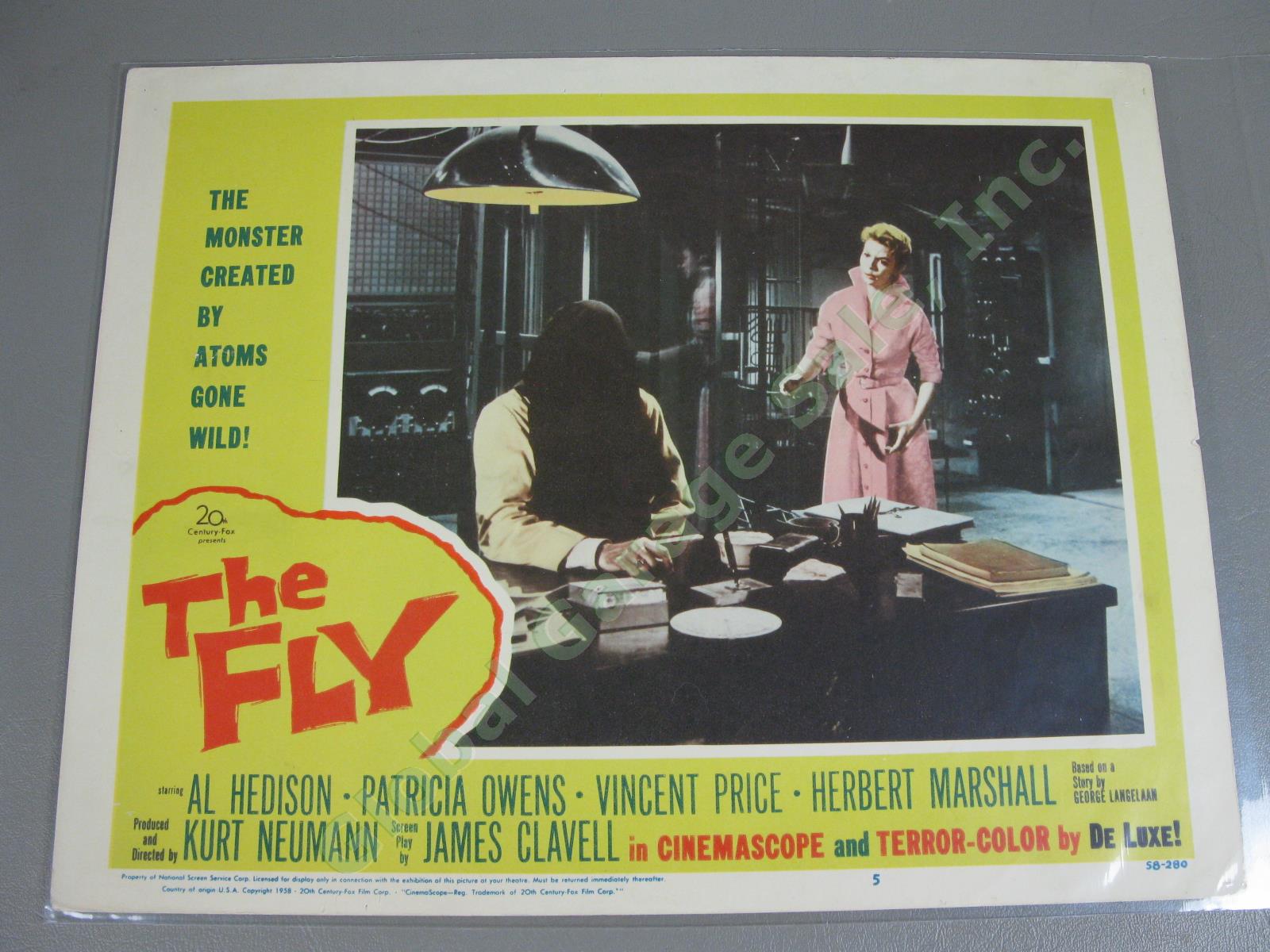 2 Original 1958 The Fly Lobby Title Cards #1+5 Sci-Fi Horror 11"x14" Poster NR 6
