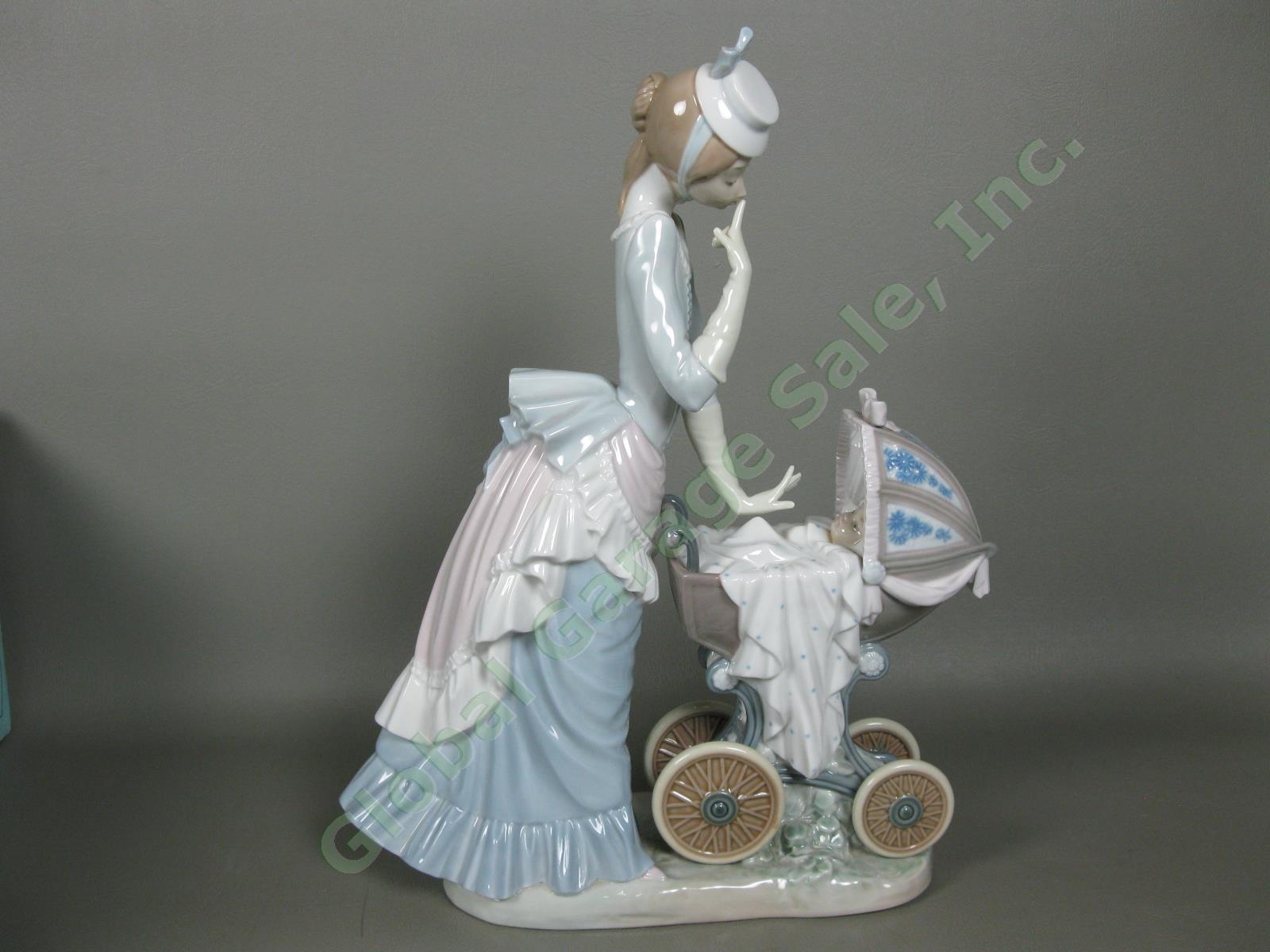 Lladro Large Babys Outing 4938 Figurine Mother Baby Carriage Stroller Mint w/Box 1