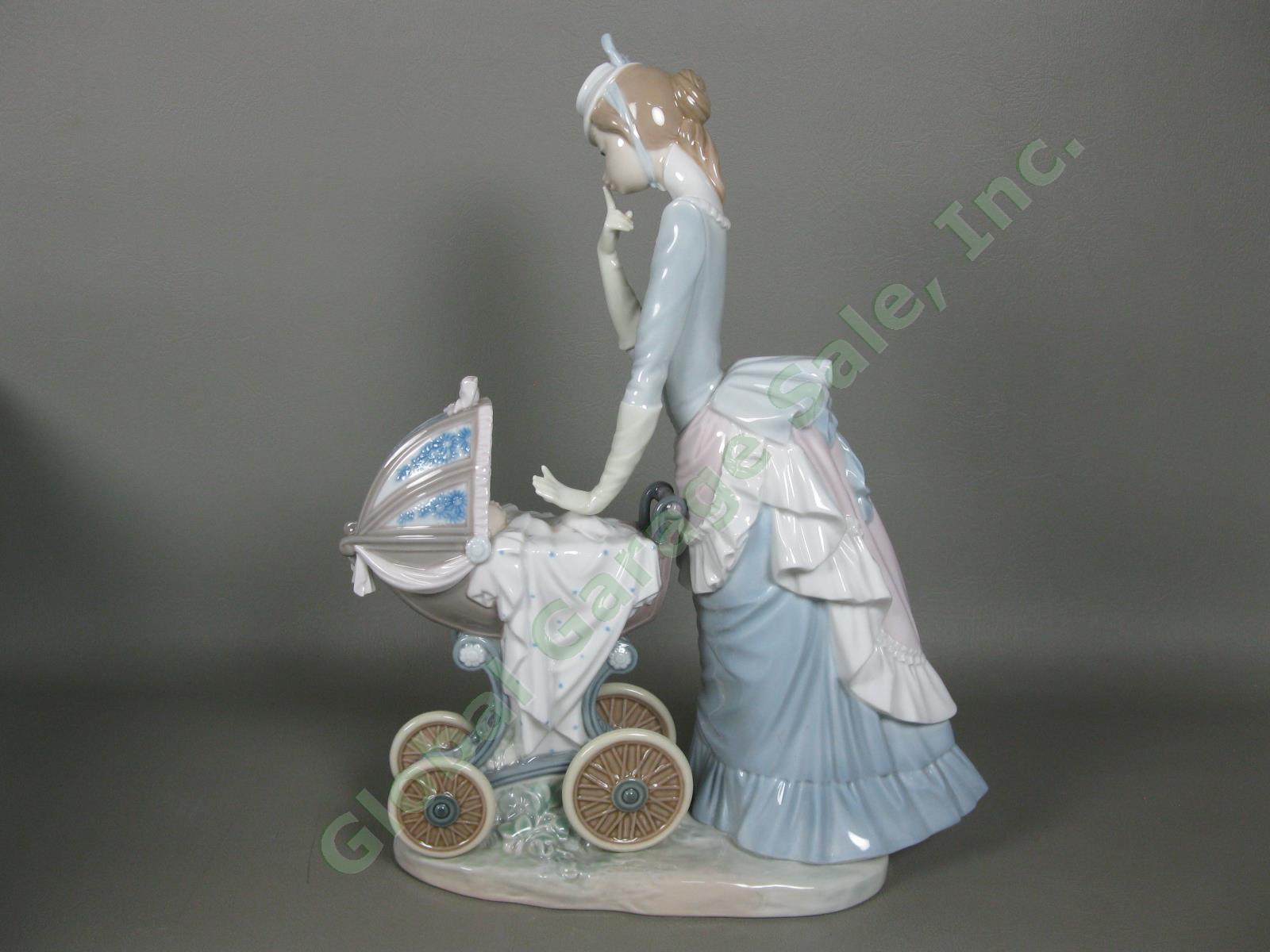 Lladro Large Babys Outing 4938 Figurine Mother Baby Carriage Stroller Mint w/Box 3
