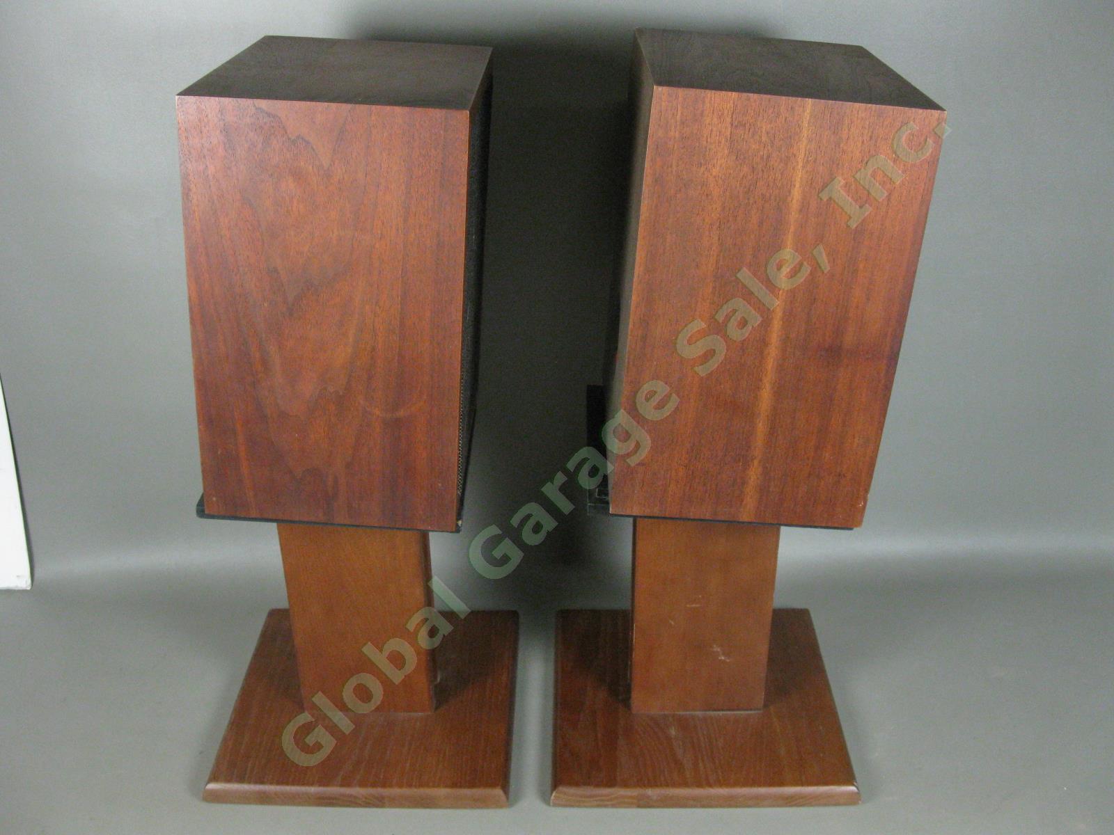 Vintage Pair EPI Epicure M50 Walnut Cabinet Bookshelf Speakers + Stands 12973/4 3