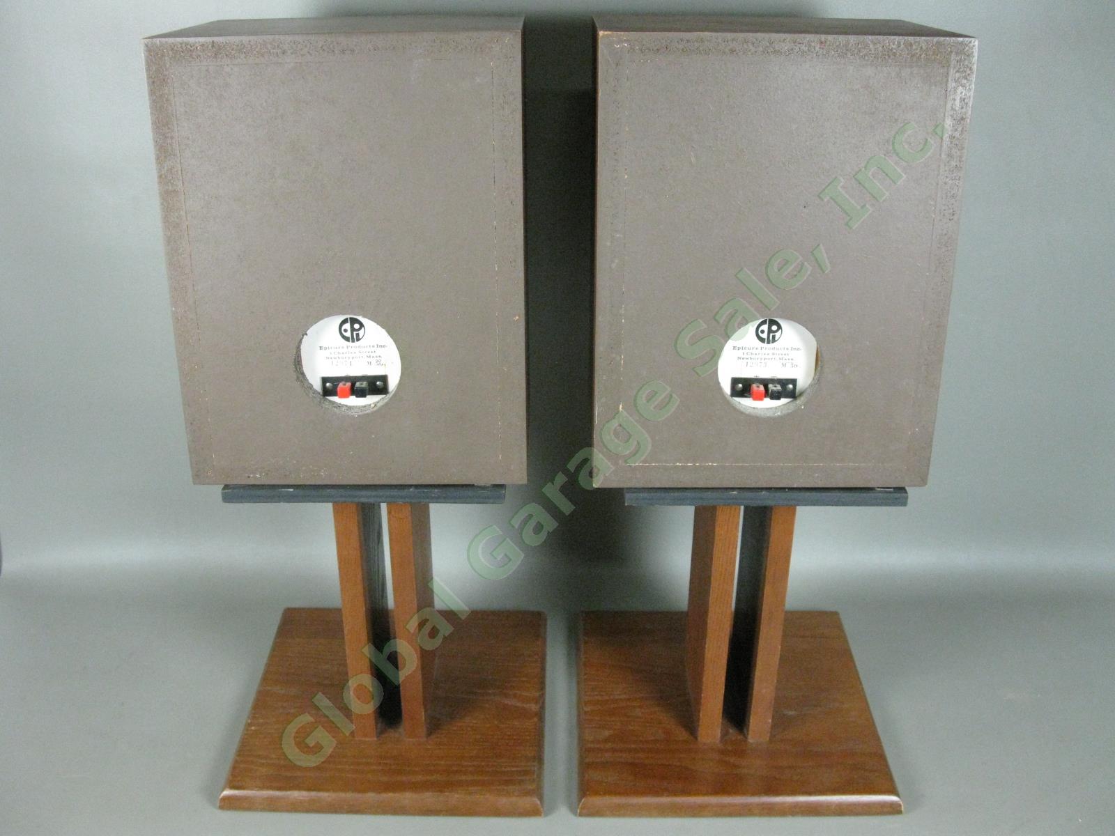 Vintage Pair EPI Epicure M50 Walnut Cabinet Bookshelf Speakers + Stands 12973/4 5