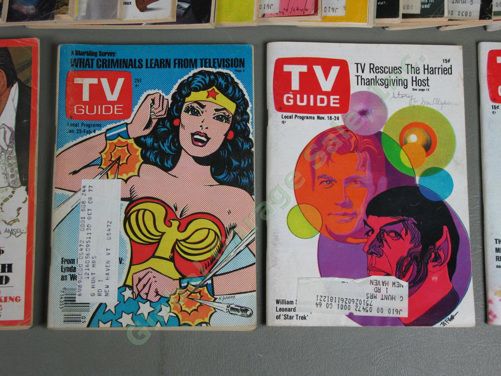 75 Vintage 1960-1970s TV Guide Lot Star Trek Wonder Woman Mia Farrow Ed Sullivan 1