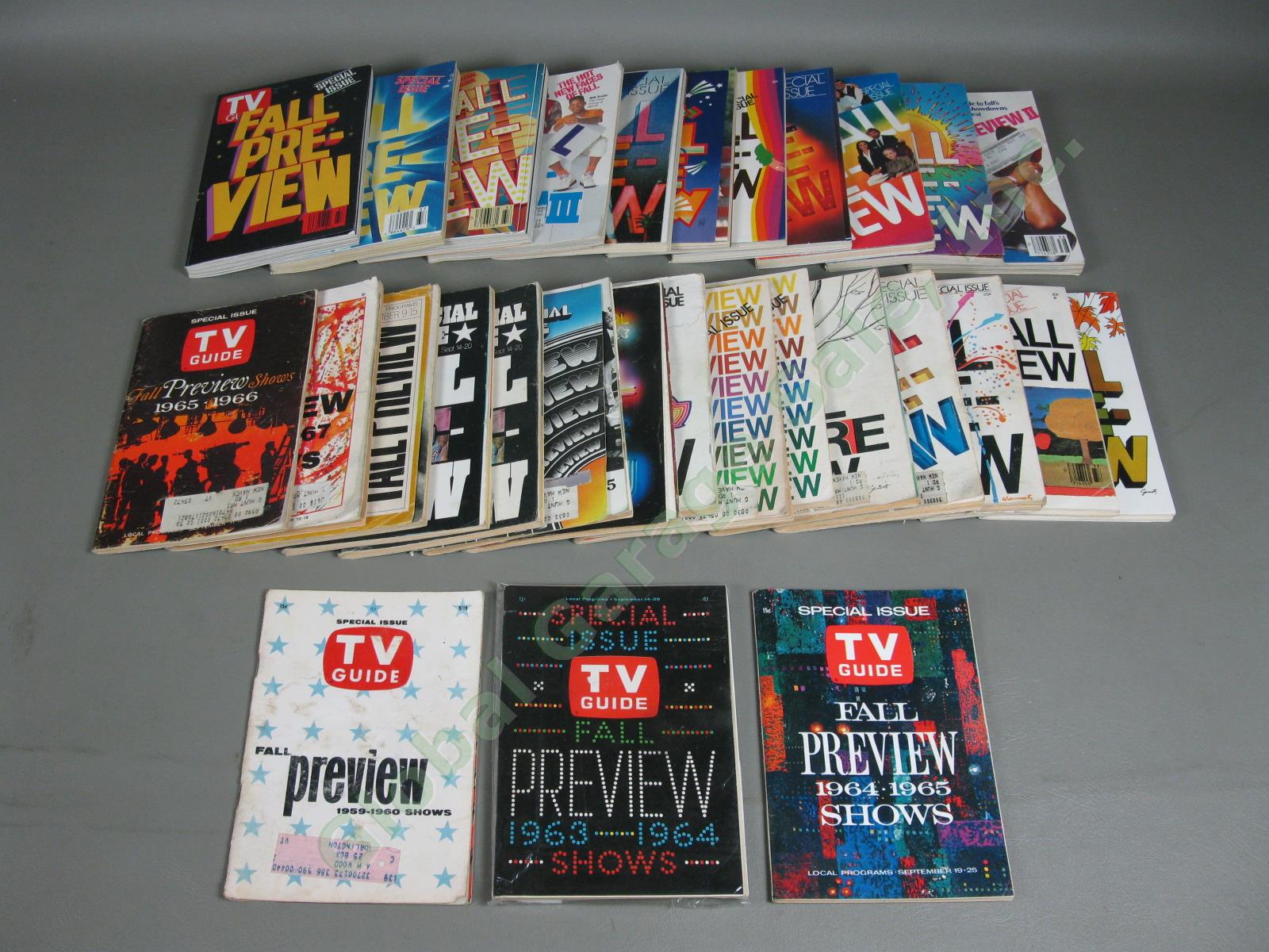 29 Vtg 1950s-90s Fall Preview TV Guide Show LOT Special Issue 1963-64 Edition NR