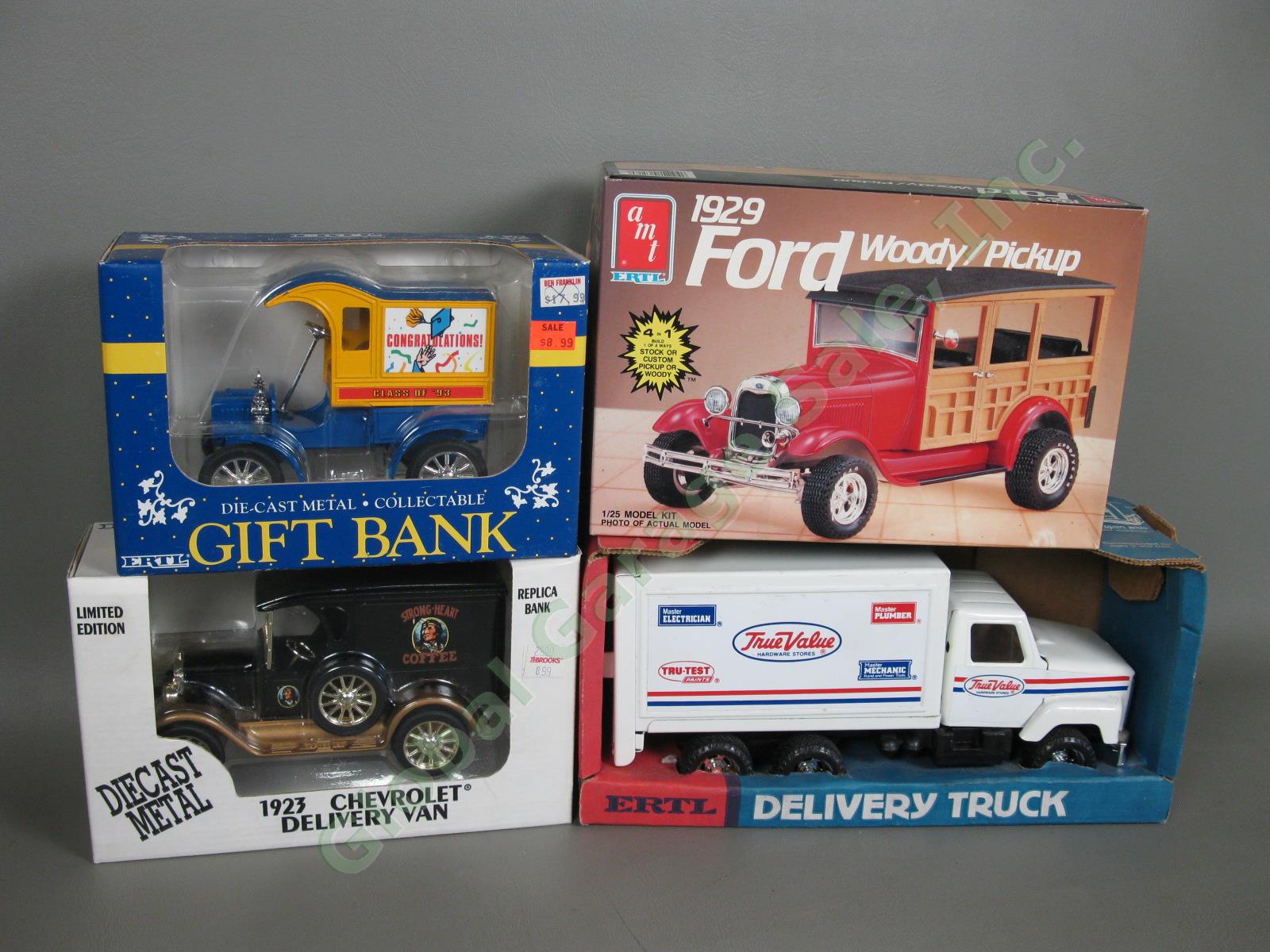 4 Ertl Car Coin Bank Lot Delivery Truck Ford Pickup True Value 1929 Woody Model