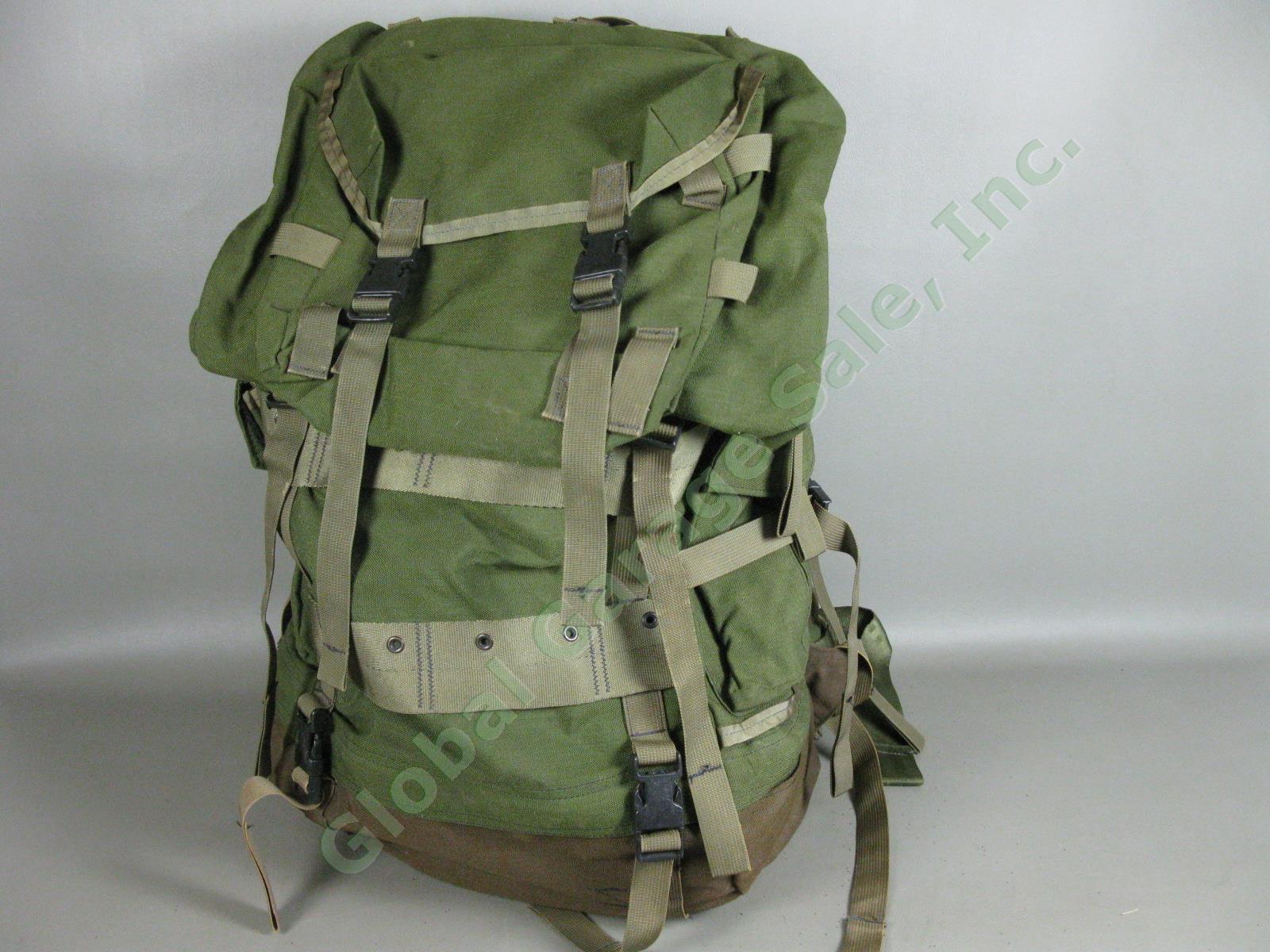 US Army Style Military Large Canvas Backpack Set 26" Steel Frame Padded Rucksack 1