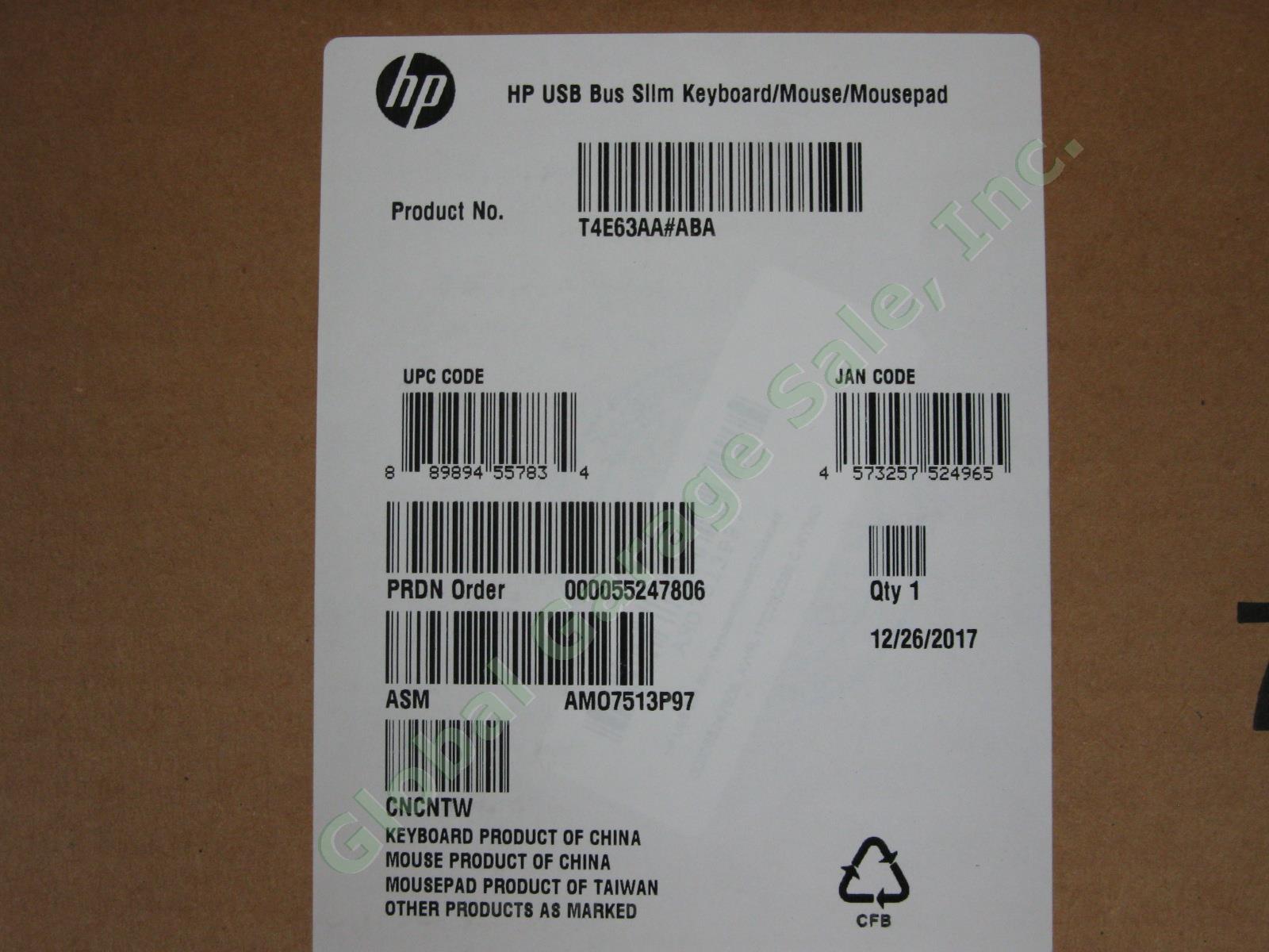 12 New Hewlett-Packard HP USB Slim T4E63AA#ABA Keyboard & Mouse Set Lot NIB NR 3