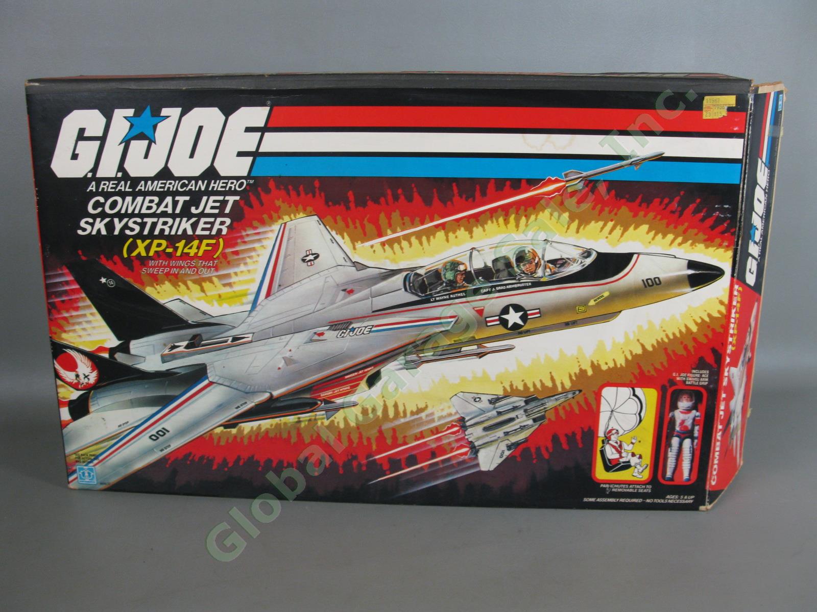 100% Complete Vintage 1983 GI Joe Combat Jet Skystriker XP-14F w/Pilot + Box NR! 12