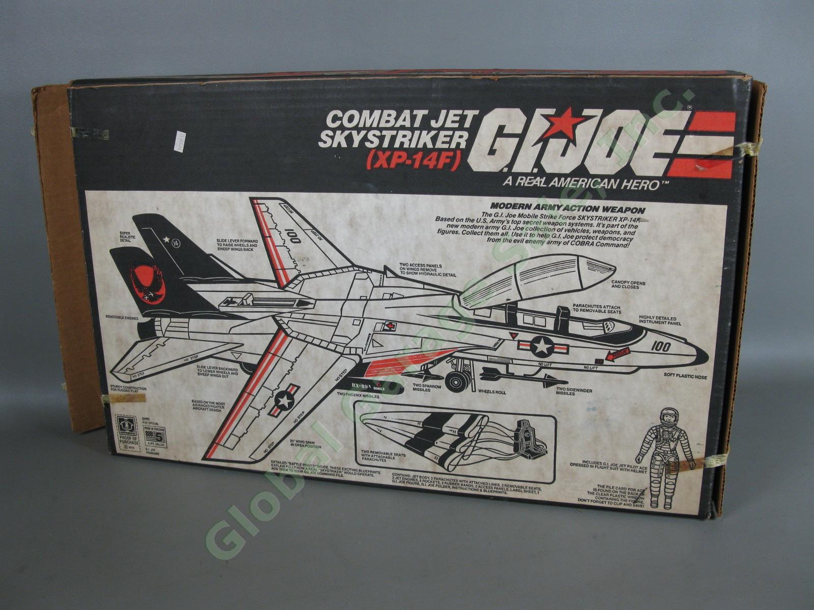 100% Complete Vintage 1983 GI Joe Combat Jet Skystriker XP-14F w/Pilot + Box NR! 13