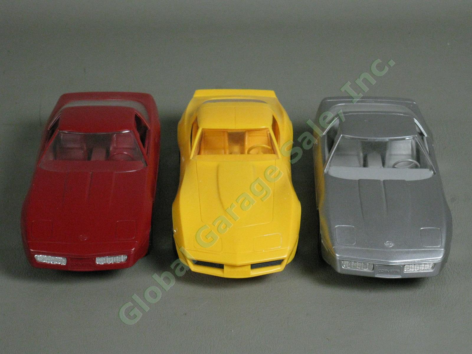 3 Vtg 1980 1984 Chevrolet Corvette Plastic Dealer Promo Cars Silver Yellow Red 1