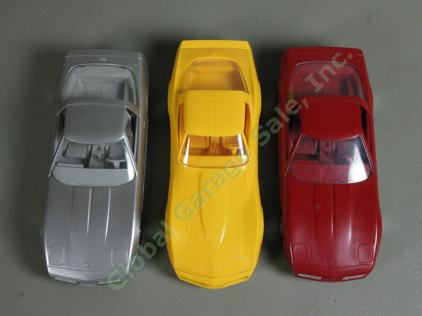 3 Vtg 1980 1984 Chevrolet Corvette Plastic Dealer Promo Cars Silver Yellow Red 5