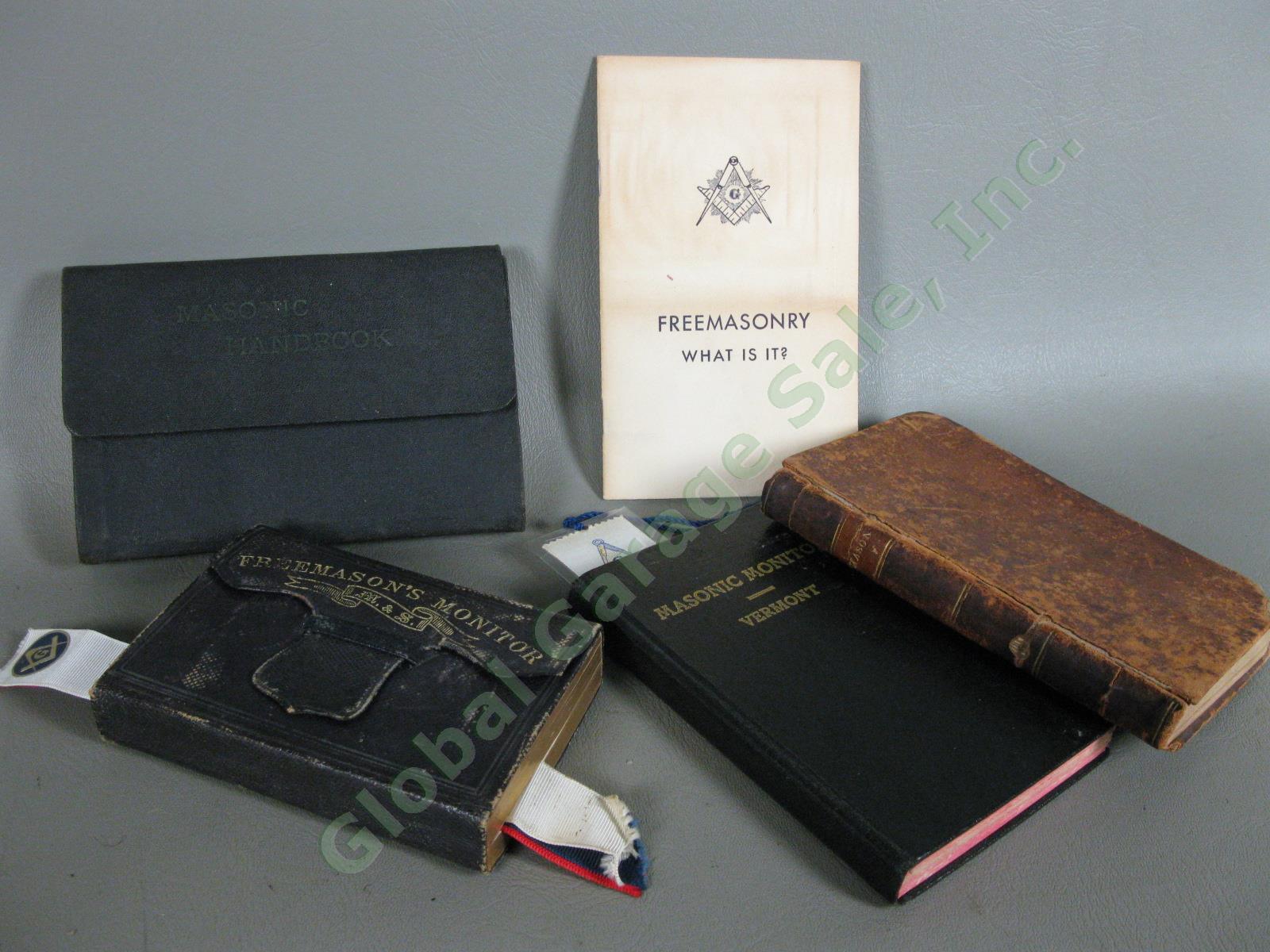 Antique 1800s Freemason Book Lot Masonic Monitor & Treatise On Self Knowledge NR
