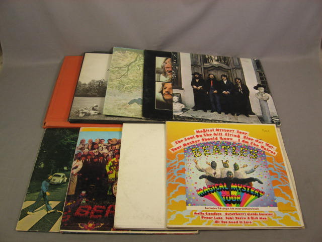 9 Vintage Beatles LP Record Albums Lot White Sgt Pepper