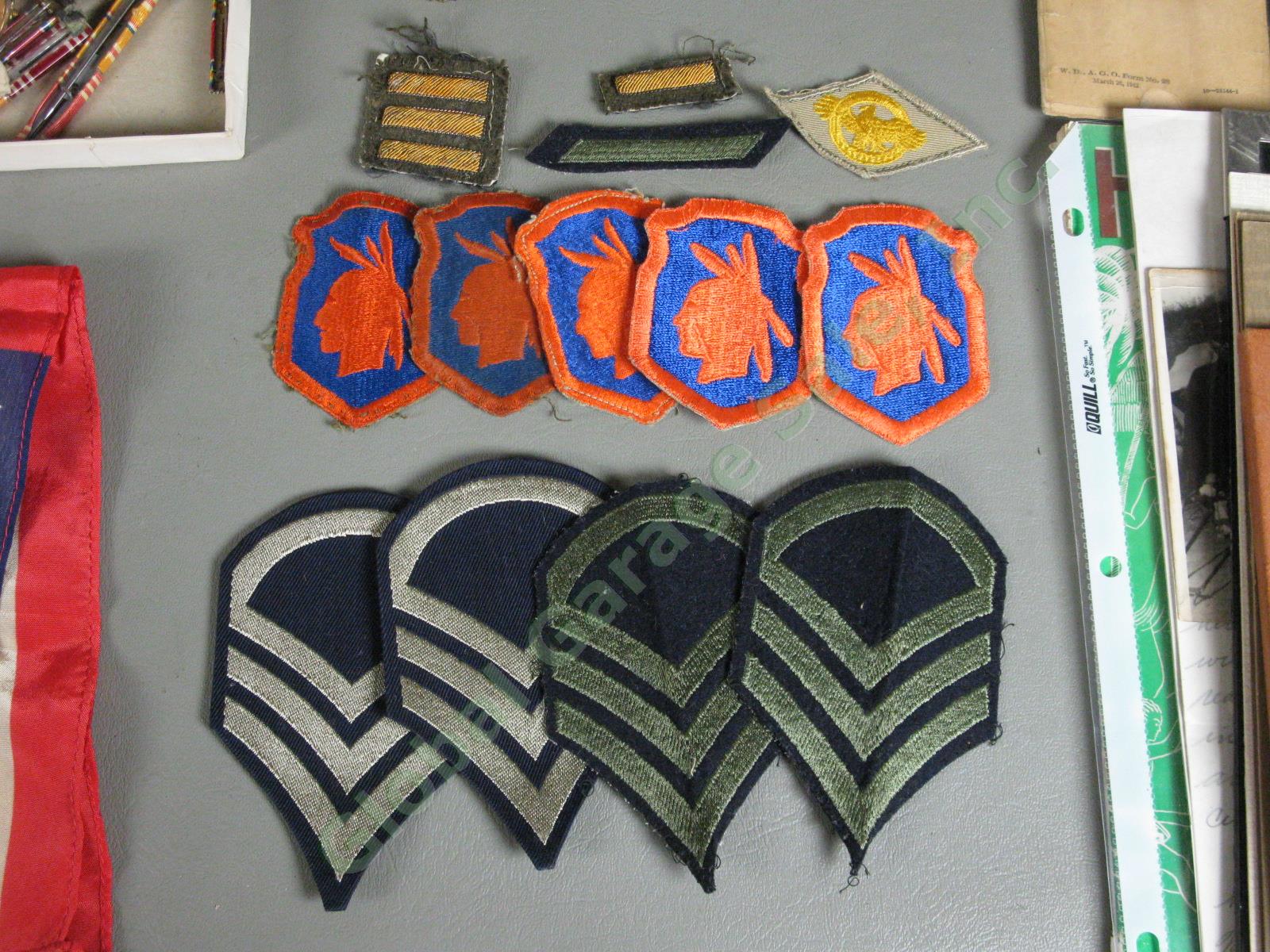 Vtg WWII US Army Photo Medal Flag Letter Patch Sterling ID Bracelet Lot Vermont 3
