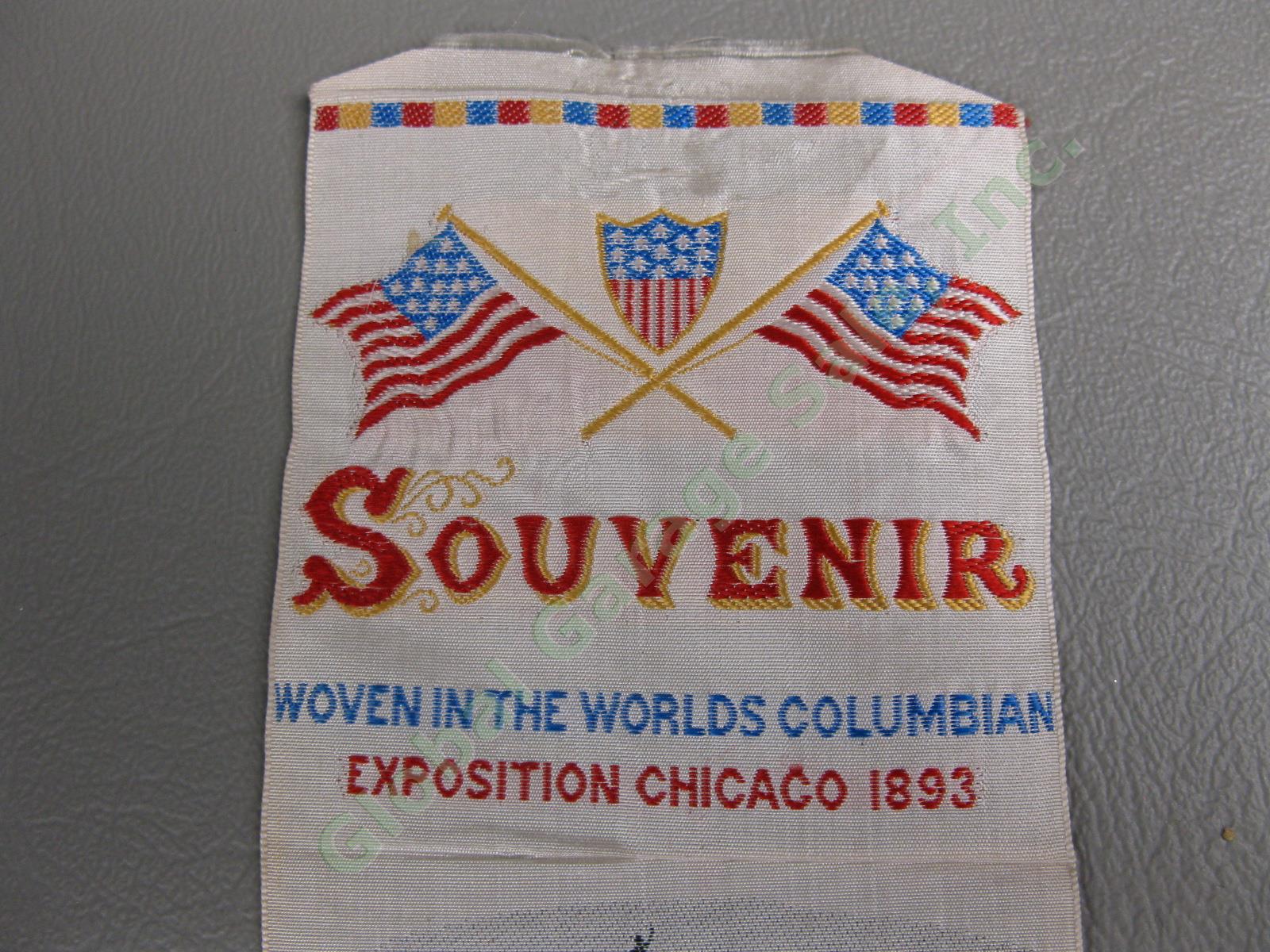 1893 Worlds Columbian Exposition Chicago Fair Souvenir Stevengraph Silk Bookmark 2