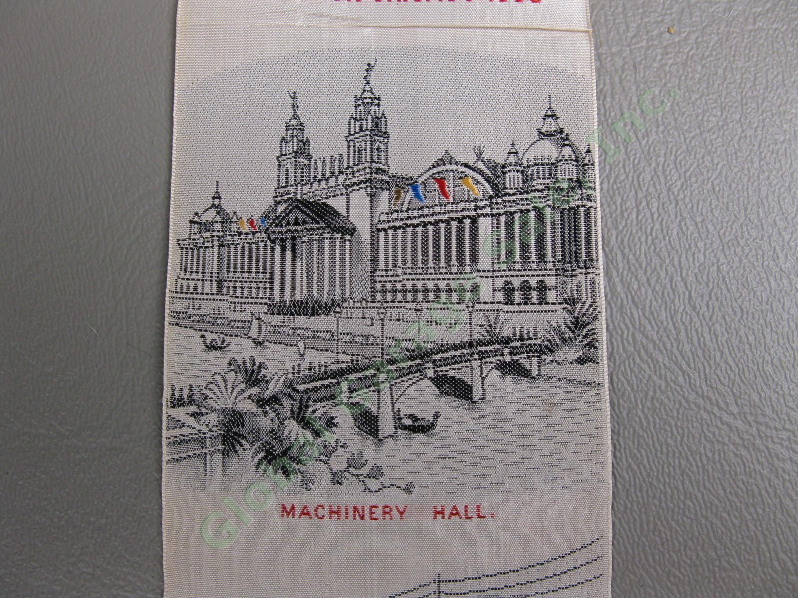 1893 Worlds Columbian Exposition Chicago Fair Souvenir Stevengraph Silk Bookmark 3