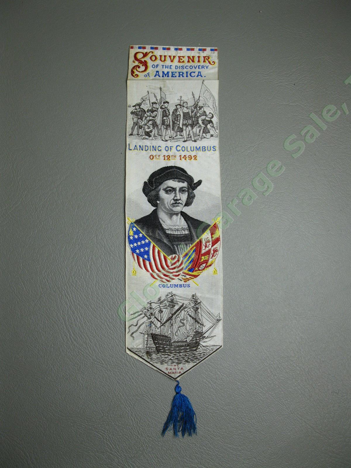 1892 1893 Columbus World Columbian Exposition Fair Silk Stevengraph Bookmark NR