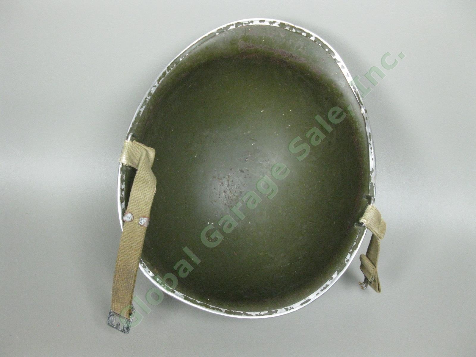 Vintage M1 Fixed Bale US Military Combat Helmet WWII Era Steel Bucket w/ Decal 3