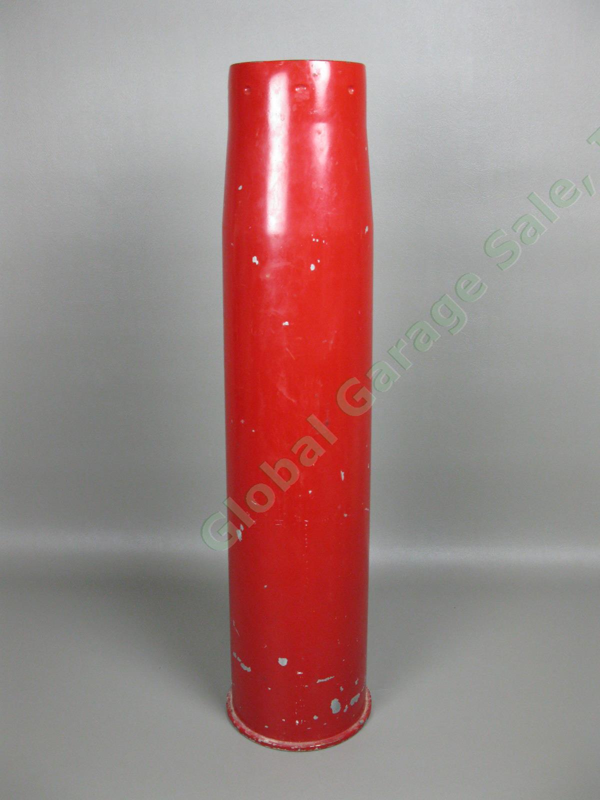 Vintage Red 105mm Lacquered Military Steel Shell Casing M83 24" M1 Abrams Tank 1