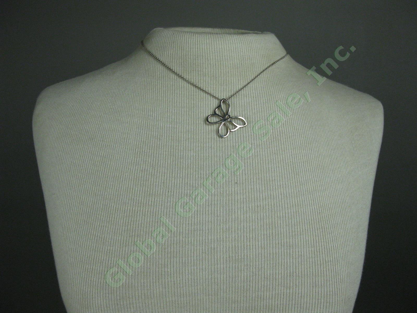Tiffany & Co. Sterling Silver Large Open Butterfly Charm Pendant 16" Necklace NR 5