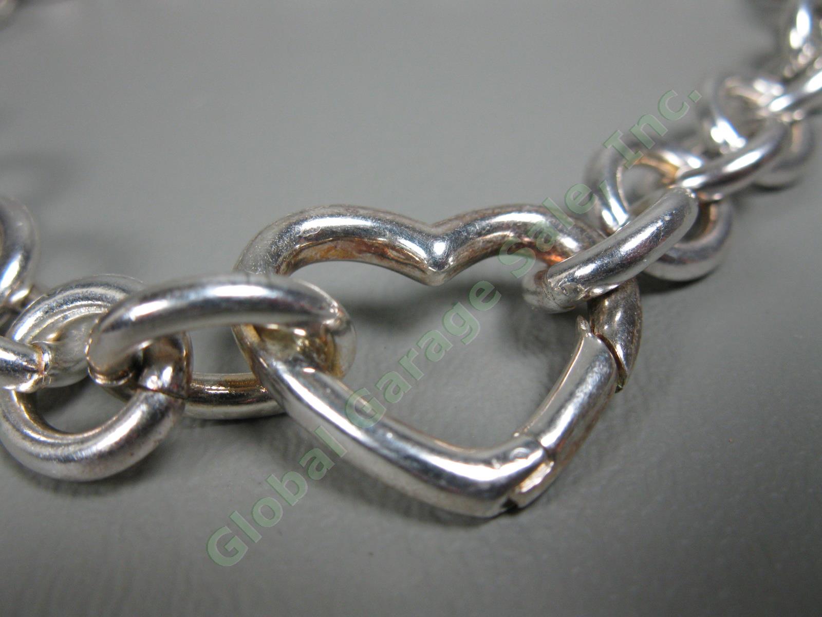 Tiffany & Co Sterling Silver Heart Pendant 13" Chain Link Bracelet 75.7 Grams NR 2
