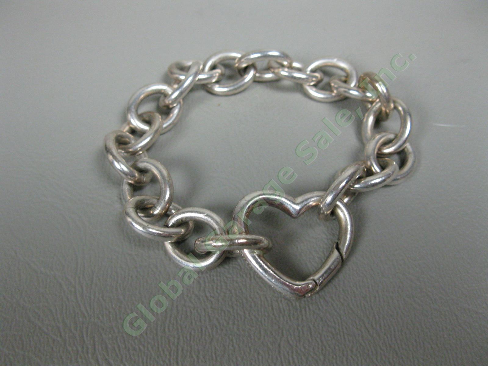 Tiffany & Co Sterling Silver Heart Pendant Clasp 6" Chain Bracelet + 6 Links NR 1