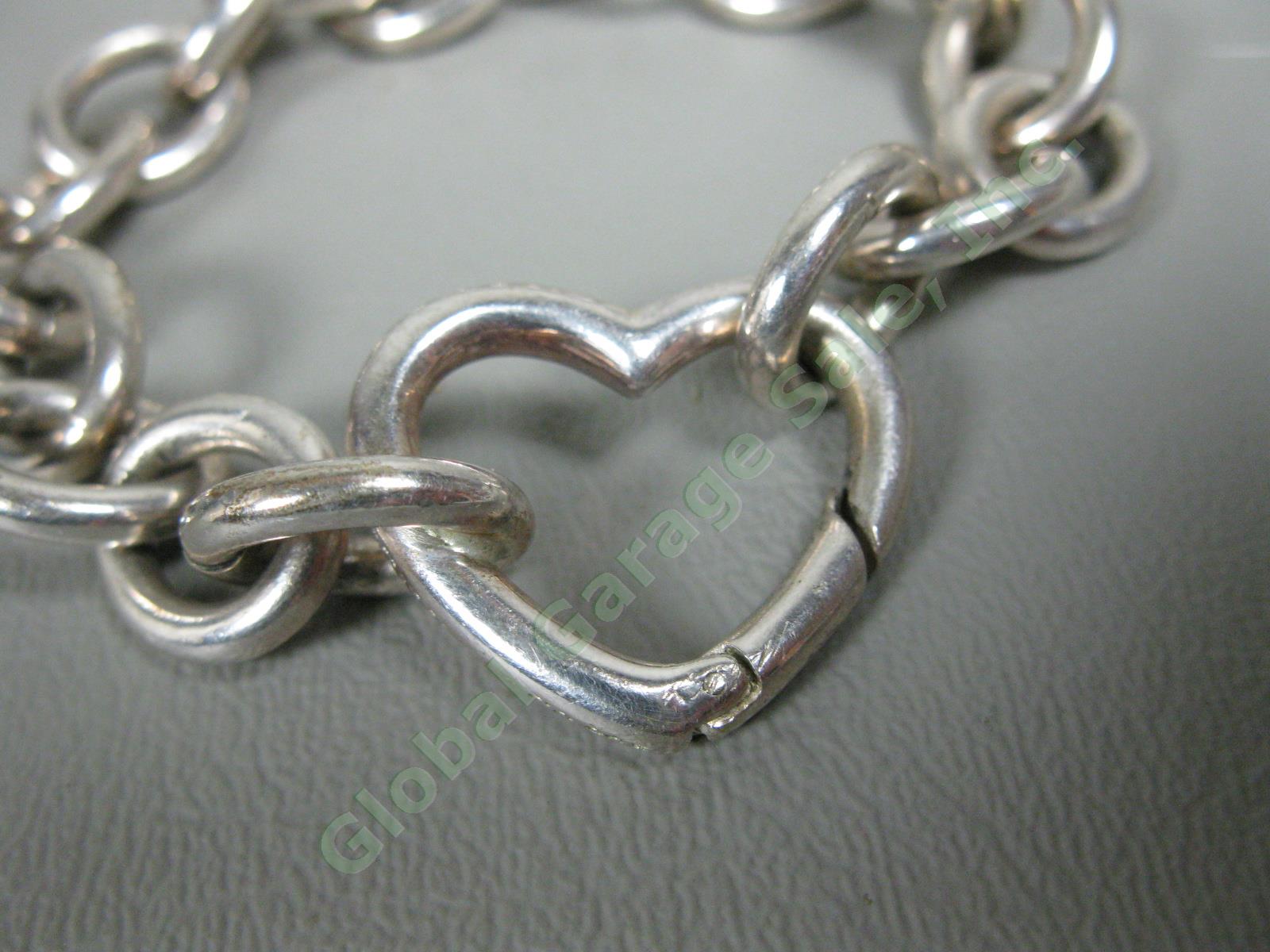 Tiffany & Co Sterling Silver Heart Pendant Clasp 6" Chain Bracelet + 6 Links NR 2