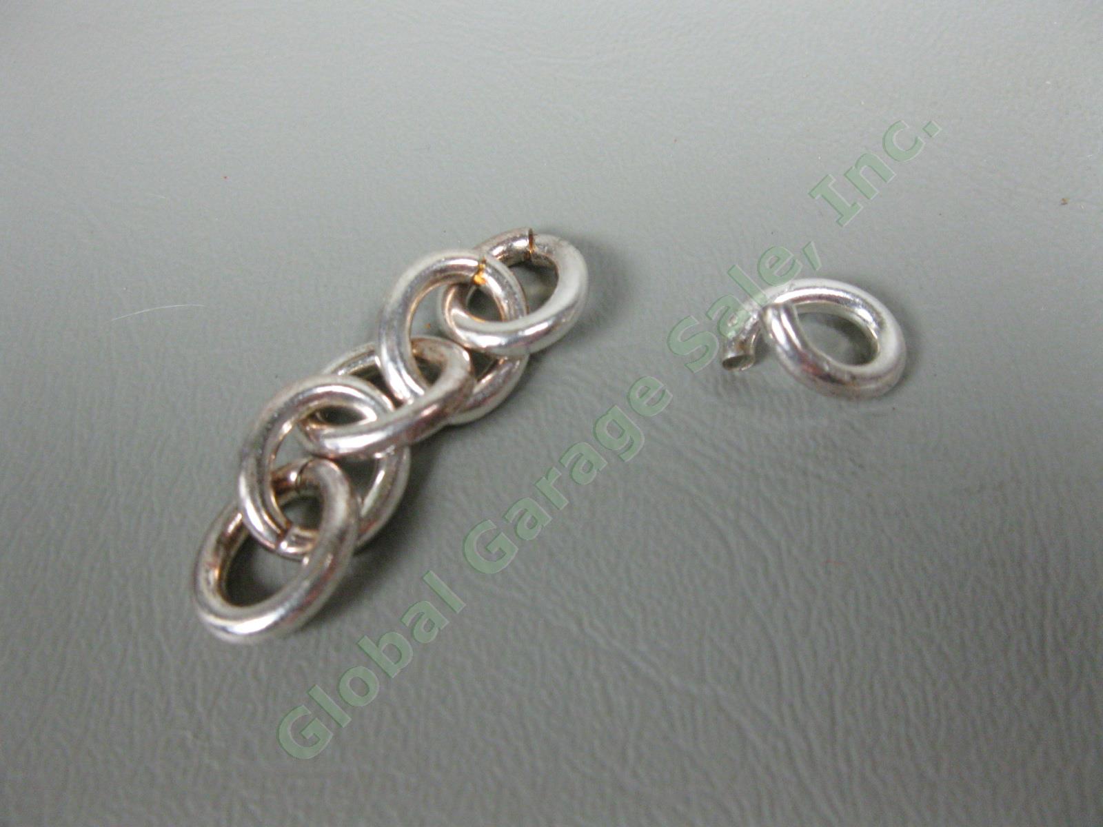 Tiffany & Co Sterling Silver Heart Pendant Clasp 6" Chain Bracelet + 6 Links NR 3