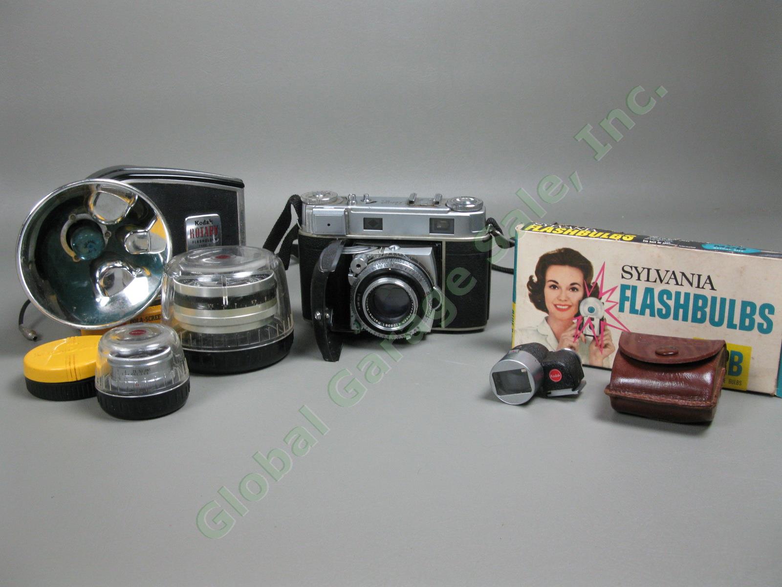 Vintage Kodak Retina IIIc Flashholder Camera + Extra Lens & Flashbulbs For Parts
