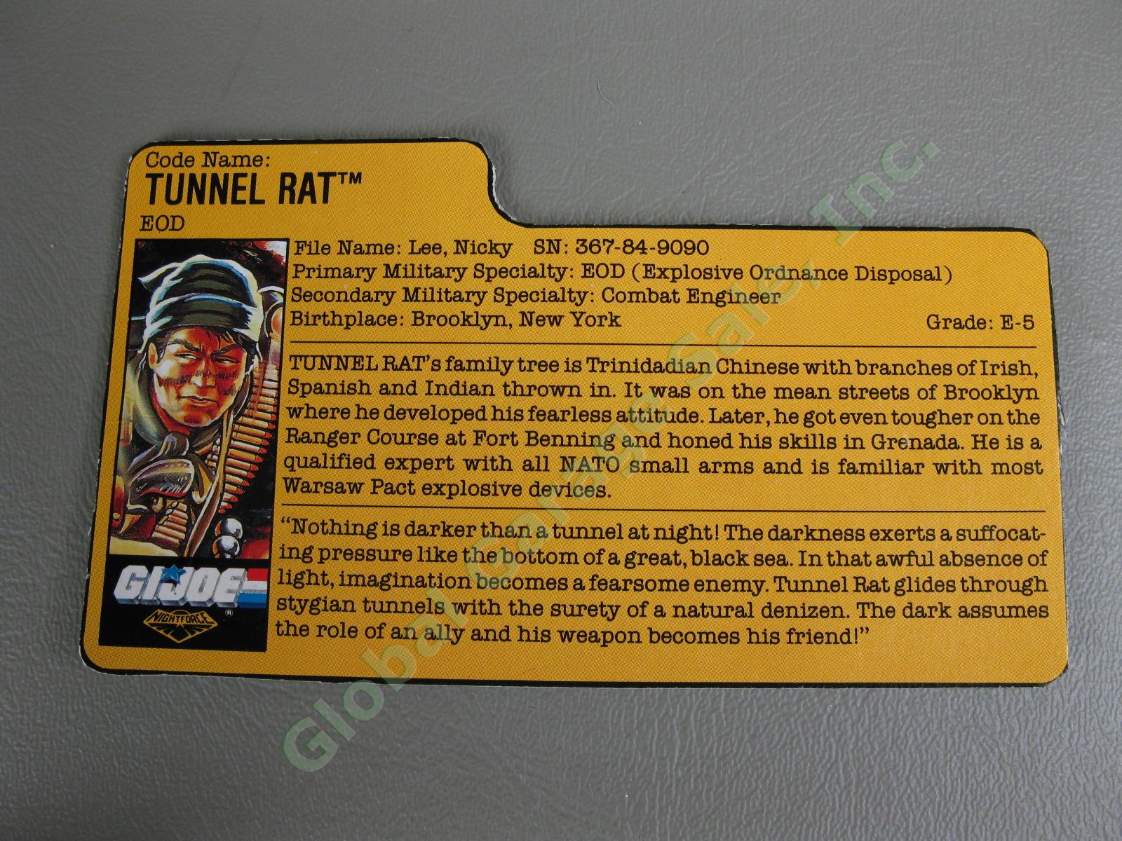 100% COMPLETE 1988 GI Joe Night Force Tunnel Rat EOD ToysRUs Exclusive Filecard 4