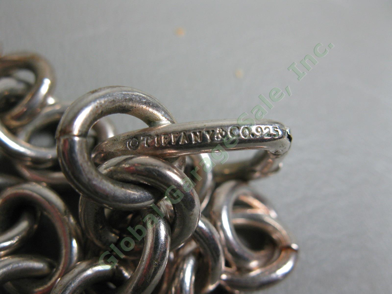 Tiffany & Co Sterling Silver Heart Pendant Clasp 6" Chain Bracelet + 6 Links NR 5