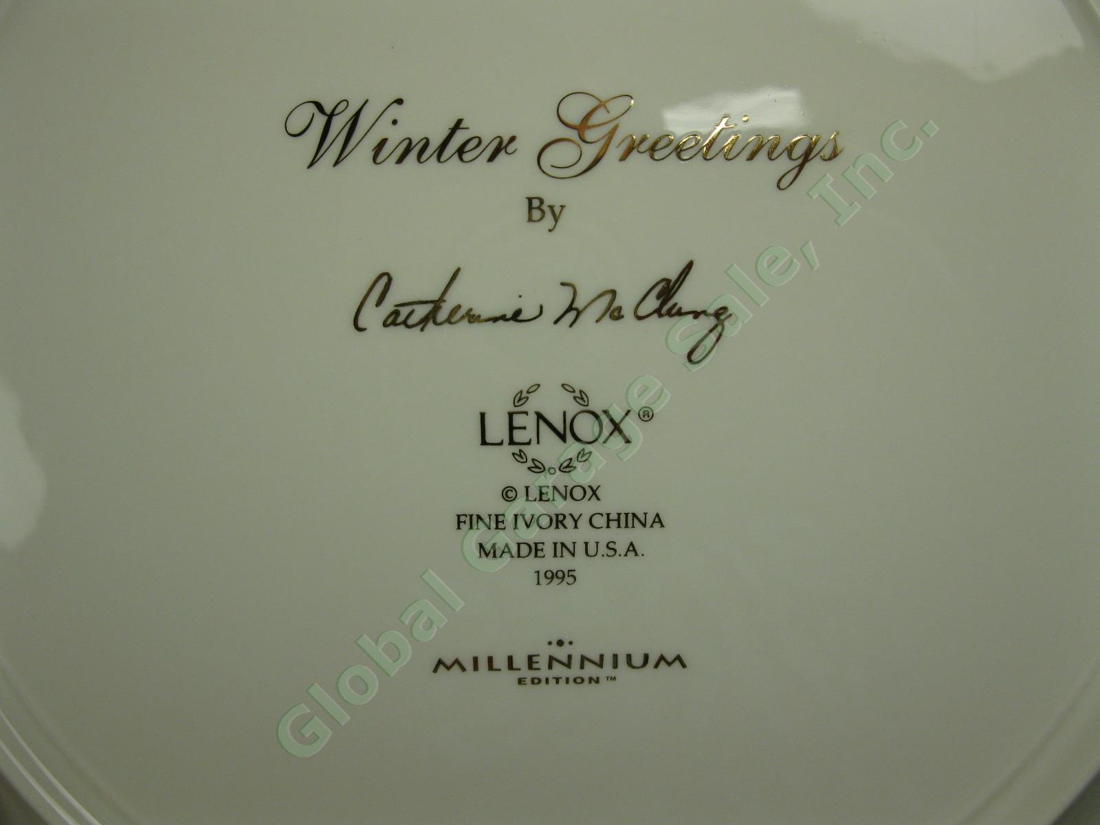 8 Lenox Winter Greetings 11" Dinner Plates China Set Gold Trim Catherine McClung 3