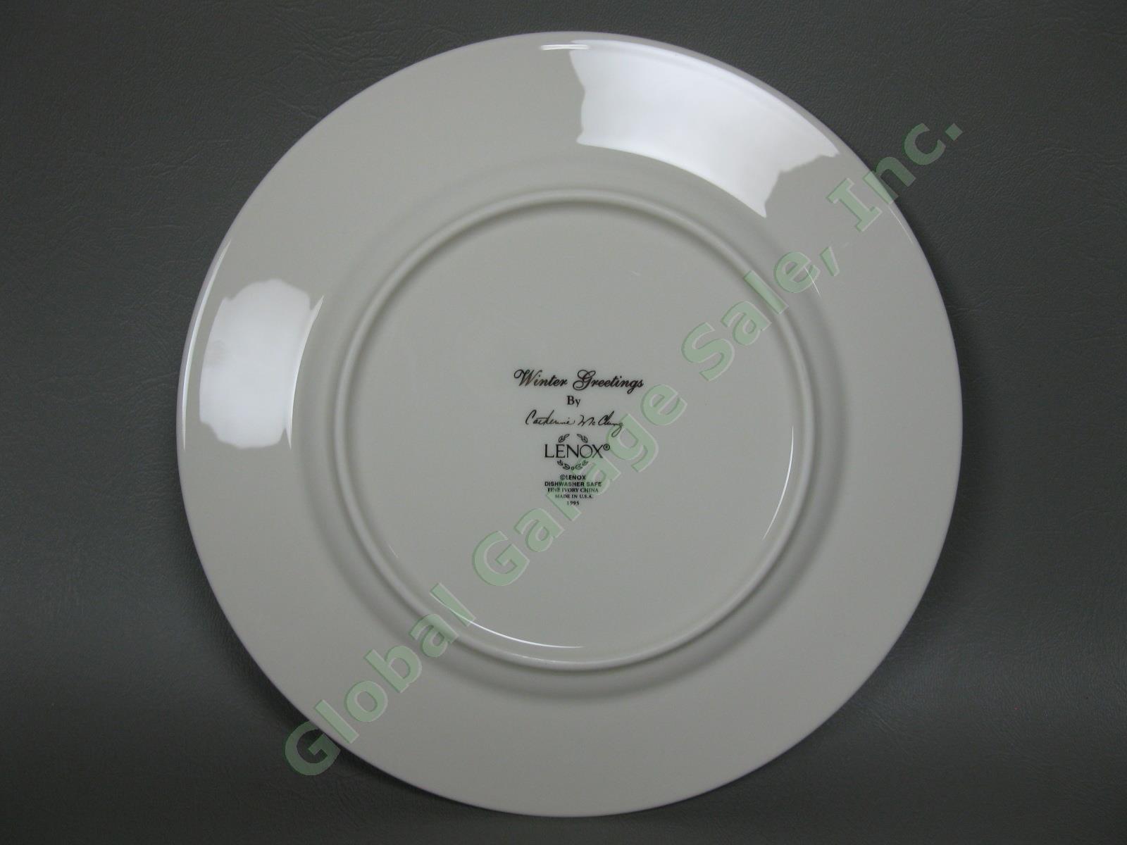 10 Lenox Winter Greetings 8" Salad Plates China Set Gold Trim Catherine McClung 2