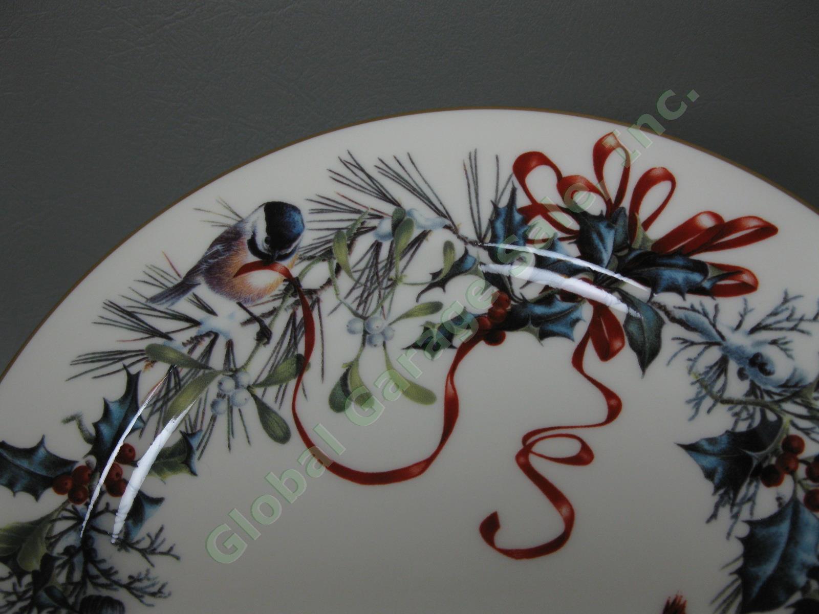 10 Lenox Winter Greetings 8" Salad Plates China Set Gold Trim Catherine McClung 3