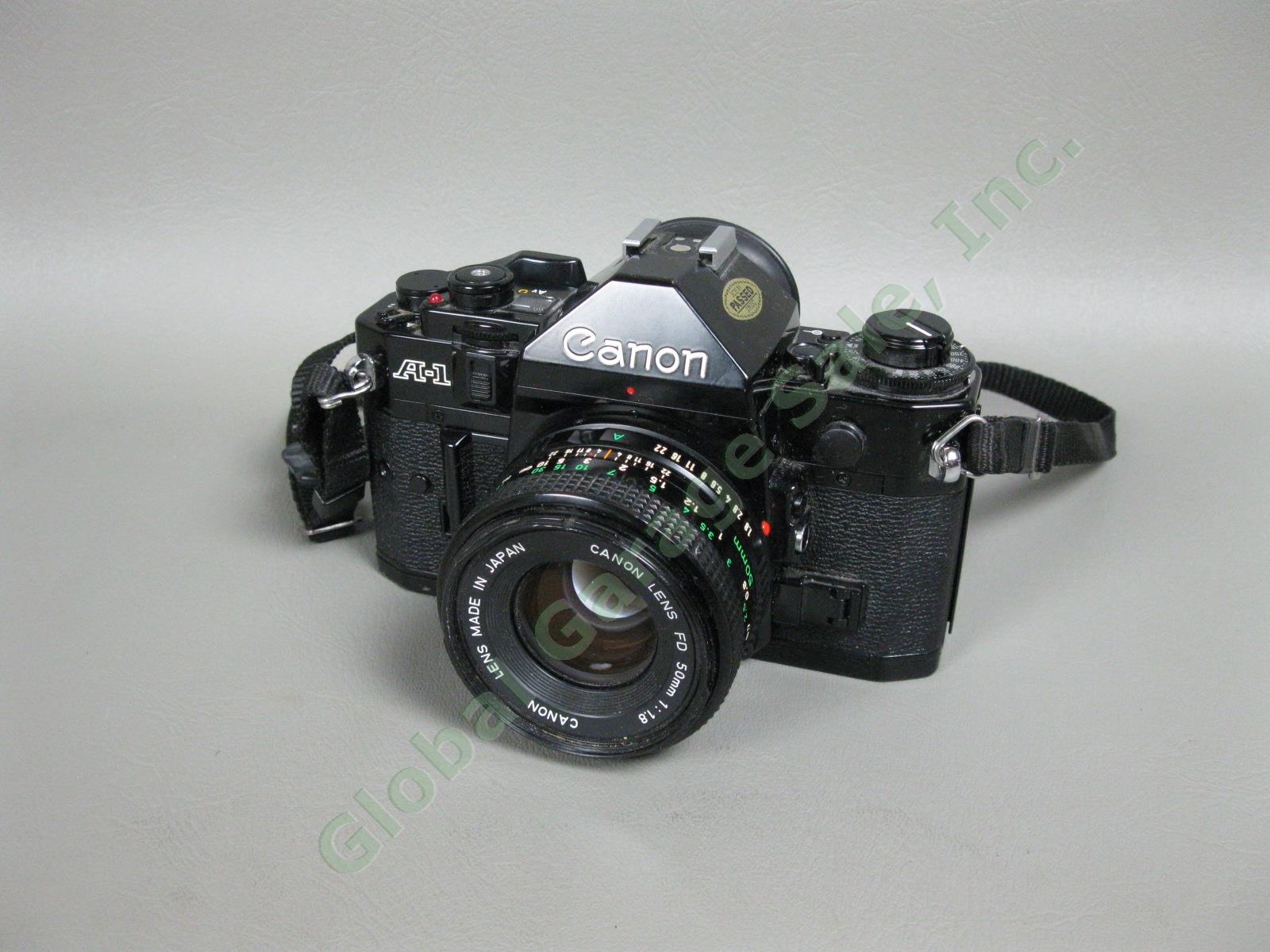 Canon A-1 Camera 35mm Film SLR F1.8 Lens 50mm & 70-210mm Zoom Lens Vivitar Flash 1