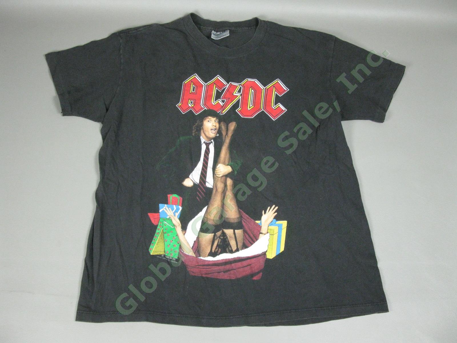 2 Vintage AC/DC T-Shirts Lot Mistress For Christmas Concert Tour & TNT Size M/L 1