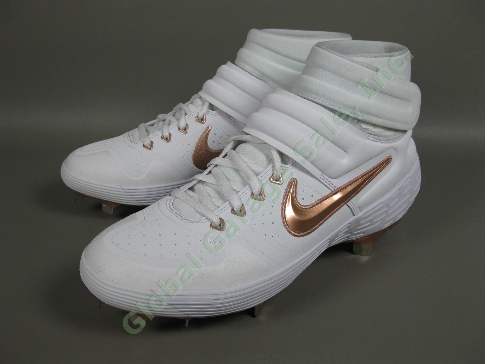 Nike Alpha Huarache Elite 2 Mid White/Copper Rose Baseball Cleats Mens Sz 10 NR