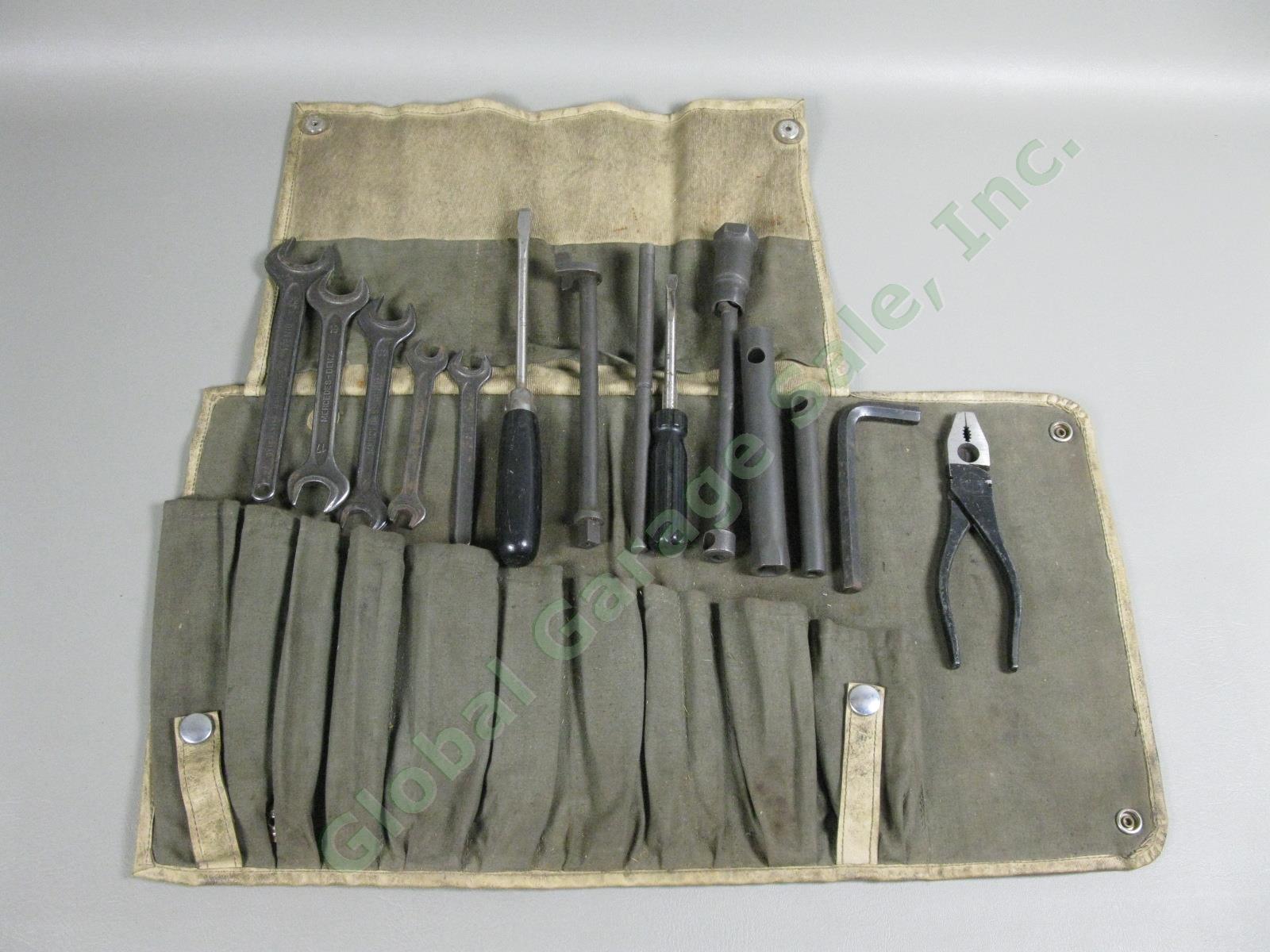 Vintage OEM Mercedes Benz 1951 350S Factory 14-Pc Tool Kit Dowidat Canvas 1950s