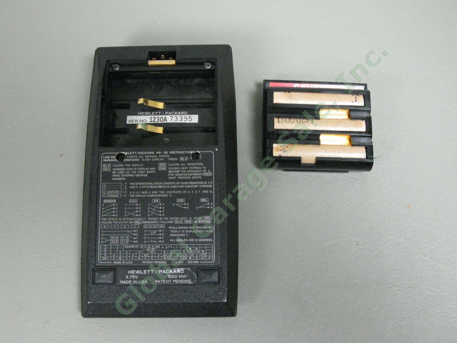 Vintage HP-35 Calculator w/ Manual Hard Case & Power Adapter Hewlett Packard NR 3