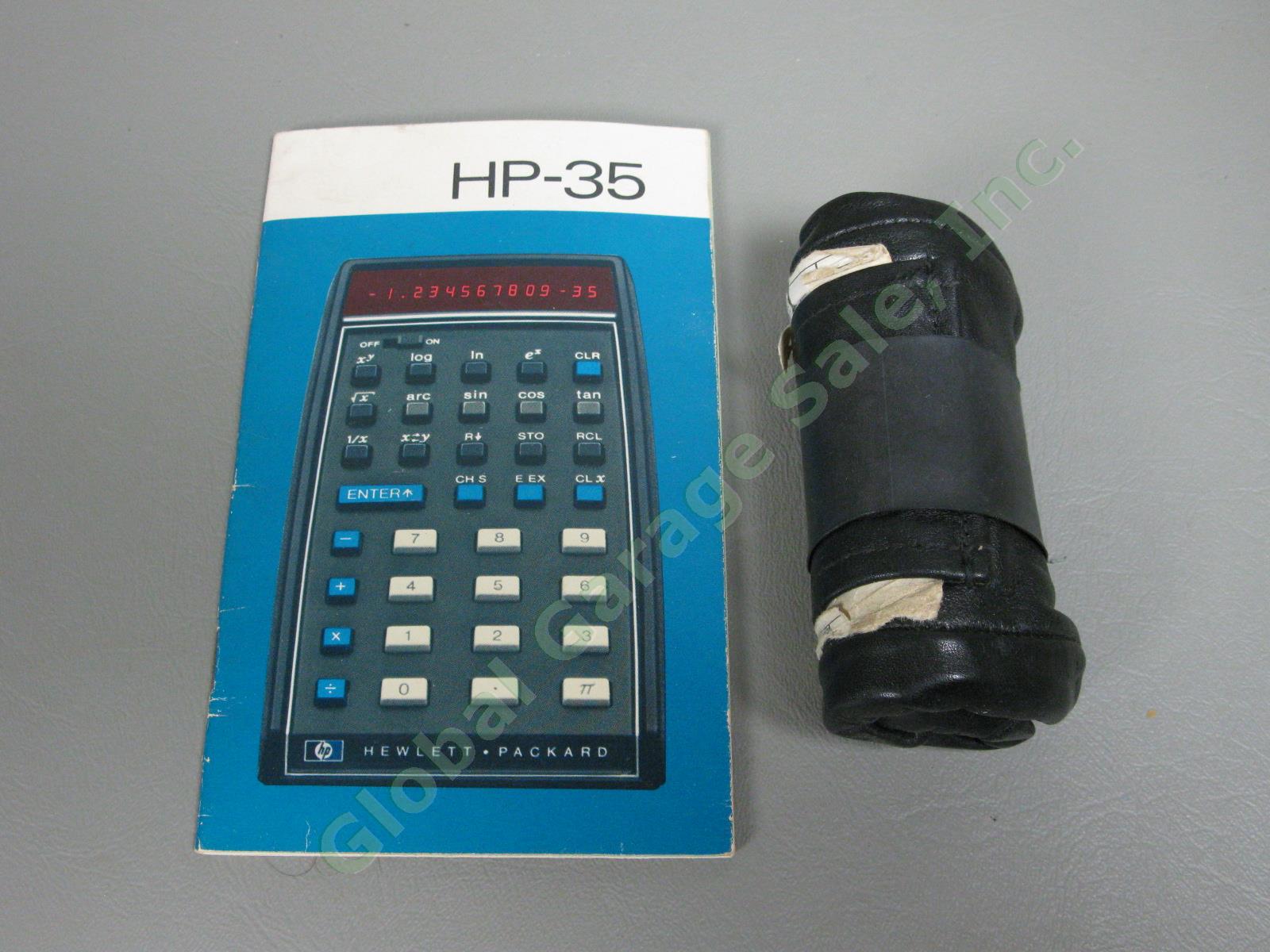 Vintage HP-35 Calculator w/ Manual Hard Case & Power Adapter Hewlett Packard NR 4