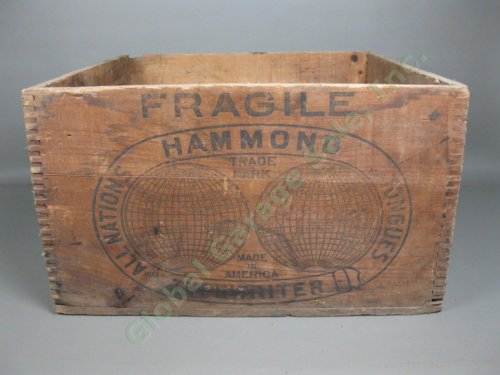 Antique 1917 Hammond Typewriter Railroad Shipping Crate Wood Box Boston MA NR! 4