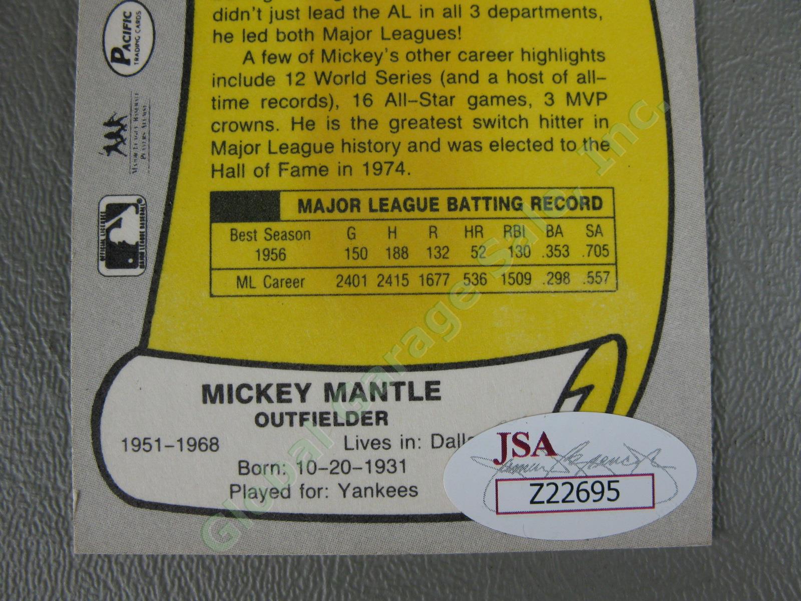 Mickey Mantle Hand Signed Baseball Card Legends #7 JSA Authenticated NY Yankees 5