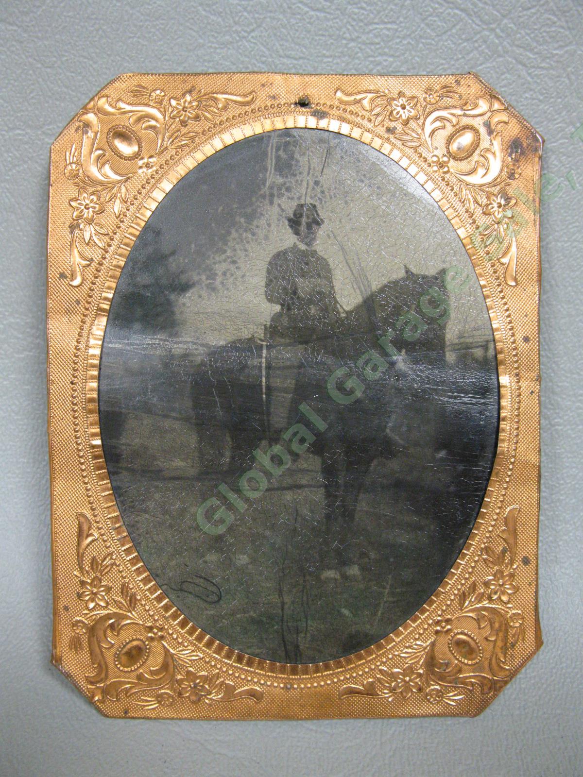 Antique Civil War Tintype Photo 1st Lt Russell Pealer 161st Reg 16th Cavalry NR 1