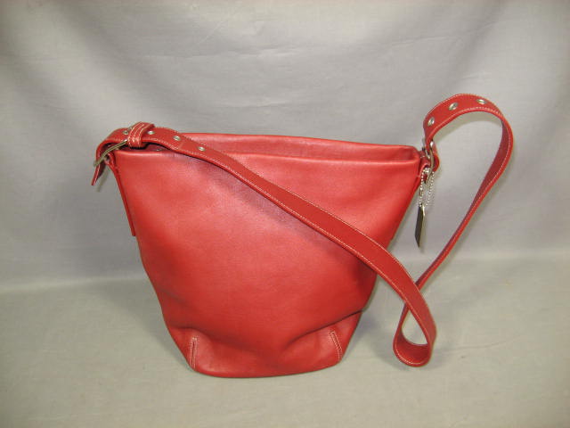Genuine Red Leather Coach Shoulder Bag Handbag Purse NR