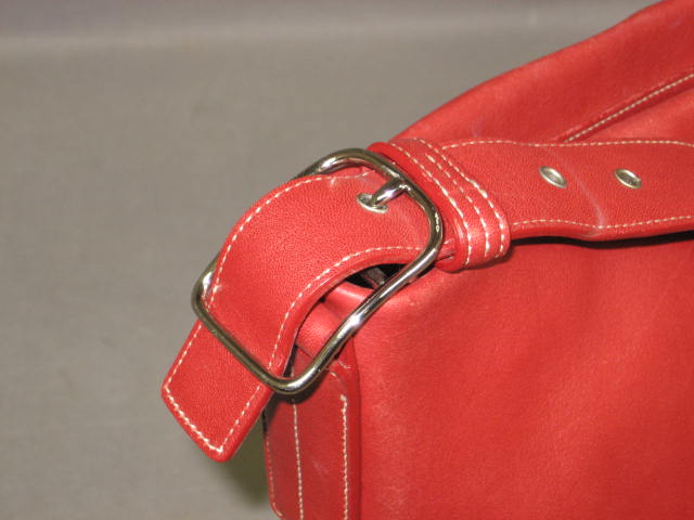 Genuine Red Leather Coach Shoulder Bag Handbag Purse NR 2