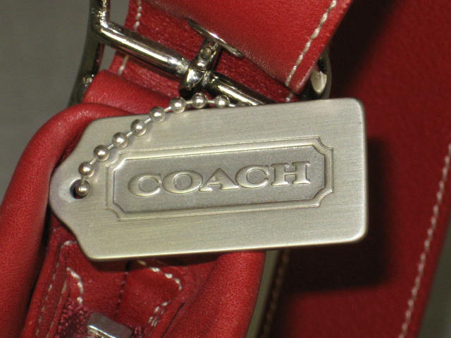 Genuine Red Leather Coach Shoulder Bag Handbag Purse NR 3